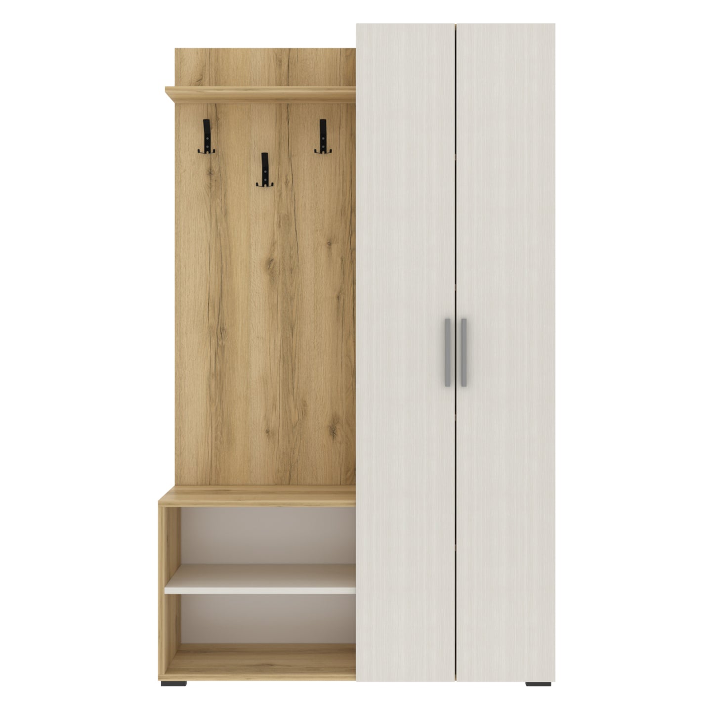 Entrance Furniture Bow Hm18192 Melamine In Natural And Ecru 110x37x184hcm.