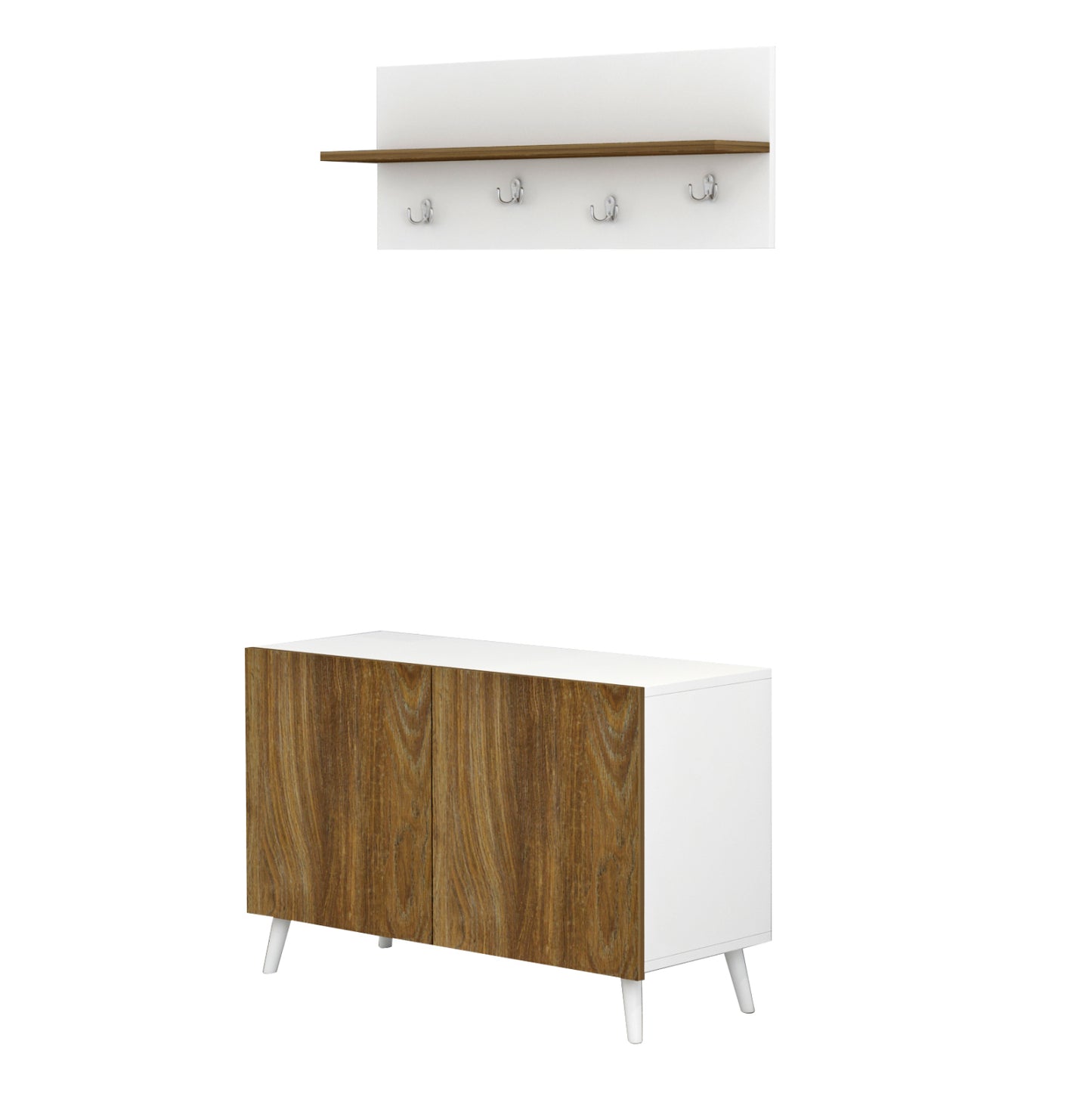 Entryway Furniture Set Delphine Hm8876.11 Melamine In White-natural Wood 80x31,3x41,5hcm.
