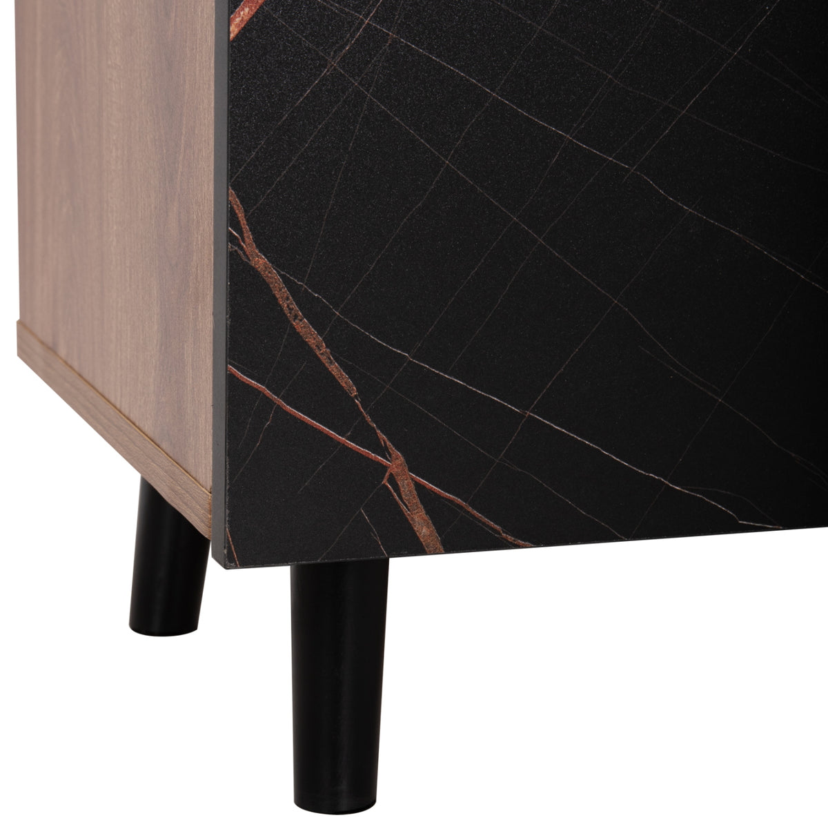 Entryway Furniture Set Delphine Hm8876.13 Melamine In Black Marble-walnut 80x31.5x52hcm.