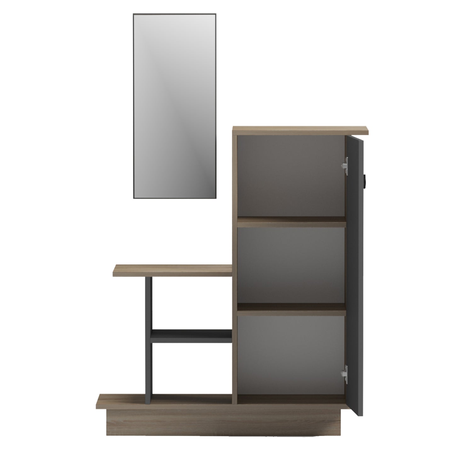Entrance Furniture With Wall Mirror Song Hm18379.13 Melamine In Sonama/grey 80x30x90hcm