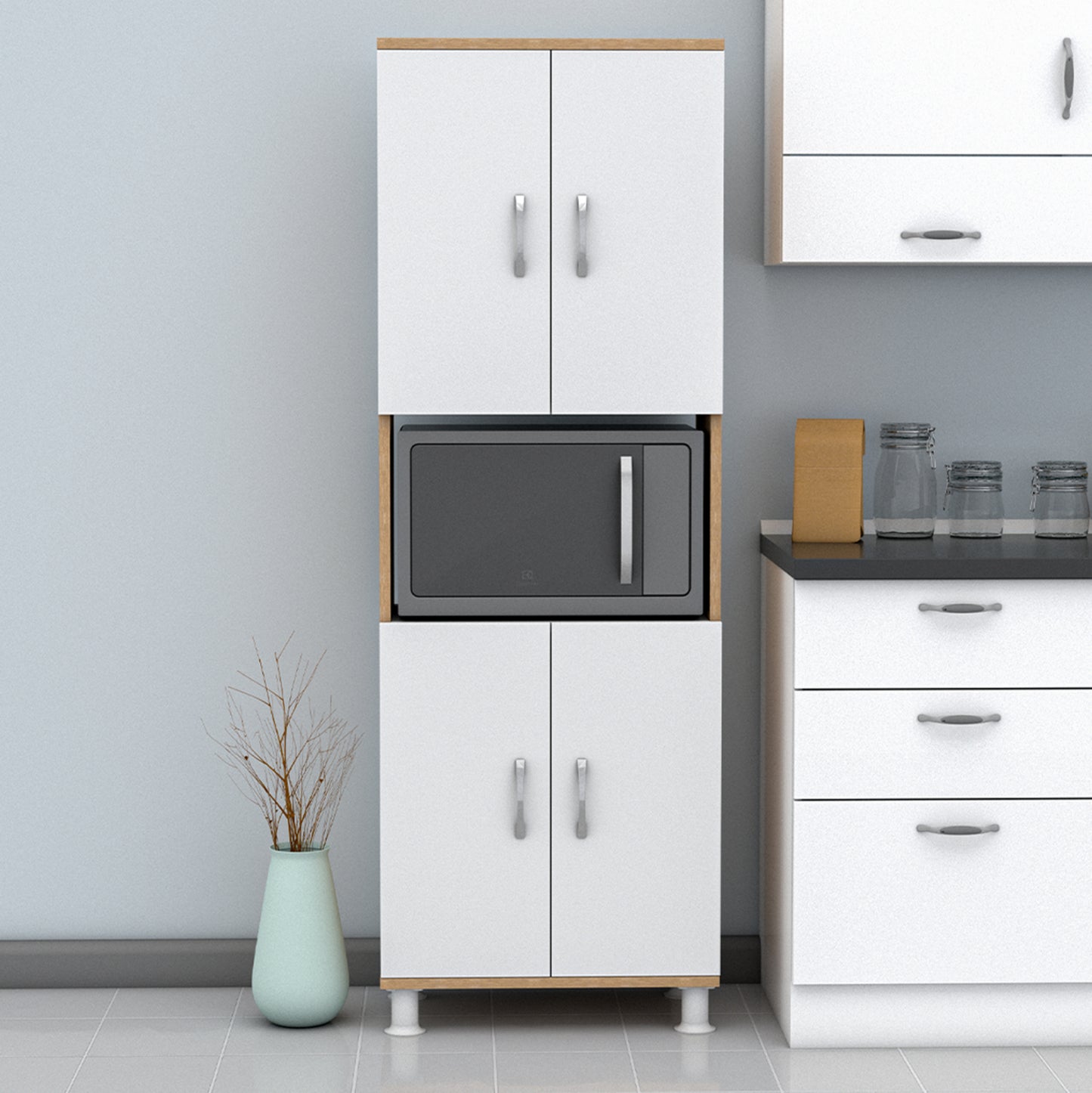 Kitchen Furniture/cabinet Rad Hm18196.03 Melamine In Sonama-white 56x32x165hcm.