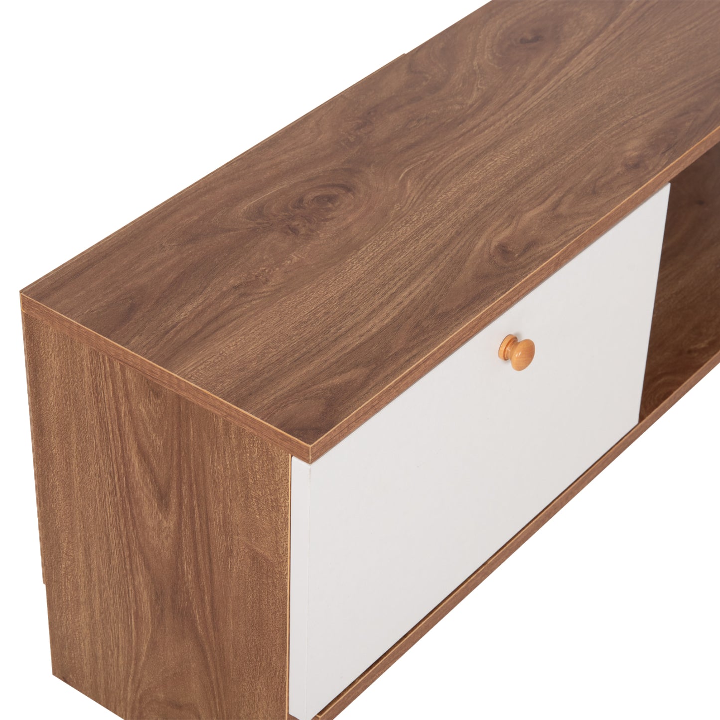 Tv Furniture Henriette Hm8900.11 Melamine In Natural-white 120x25x37.5hcm.