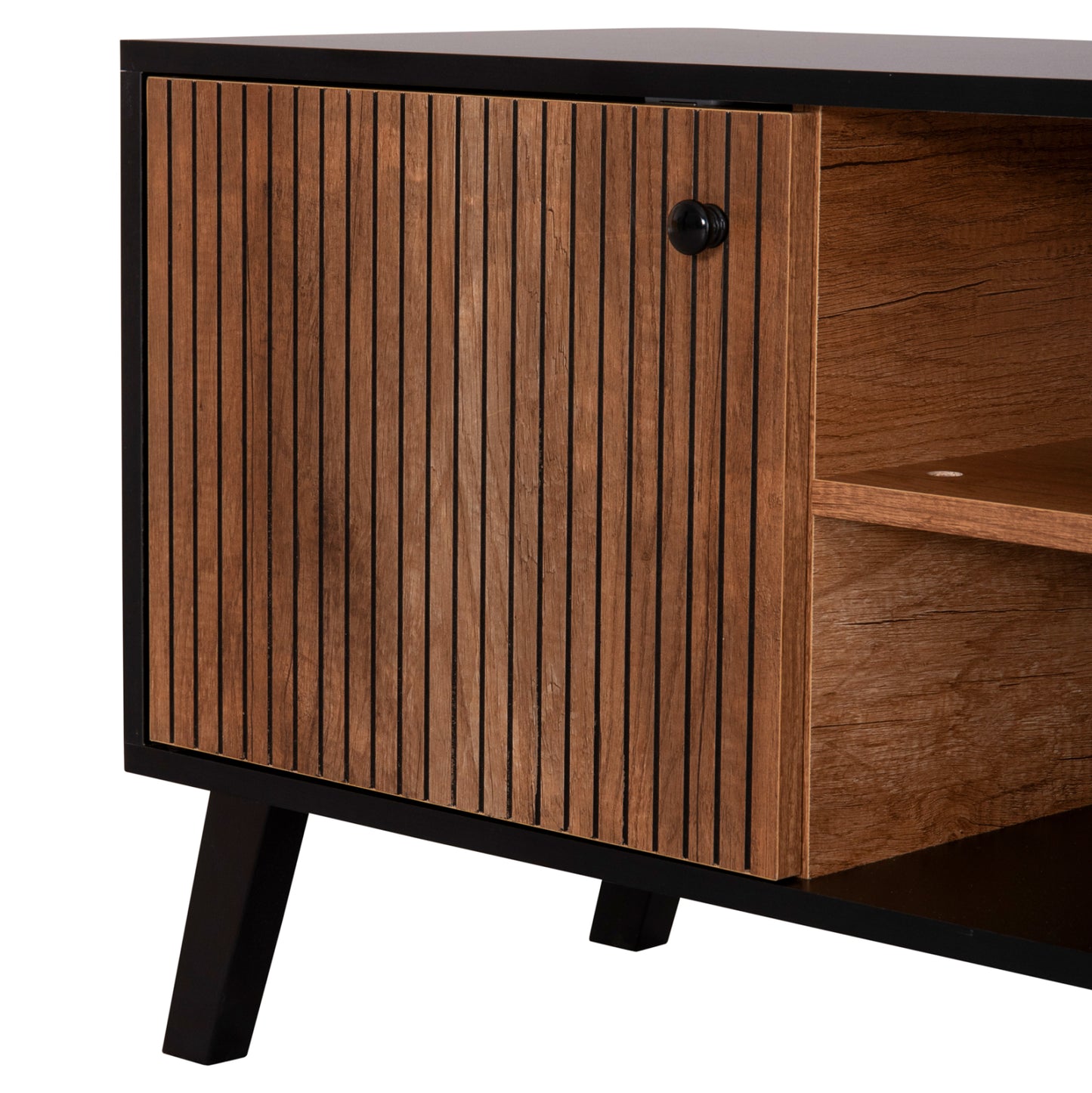 Tv Stand/cabinet Kruden Hm9443.11 Melamine In Black-natural 100x40x51hcm.
