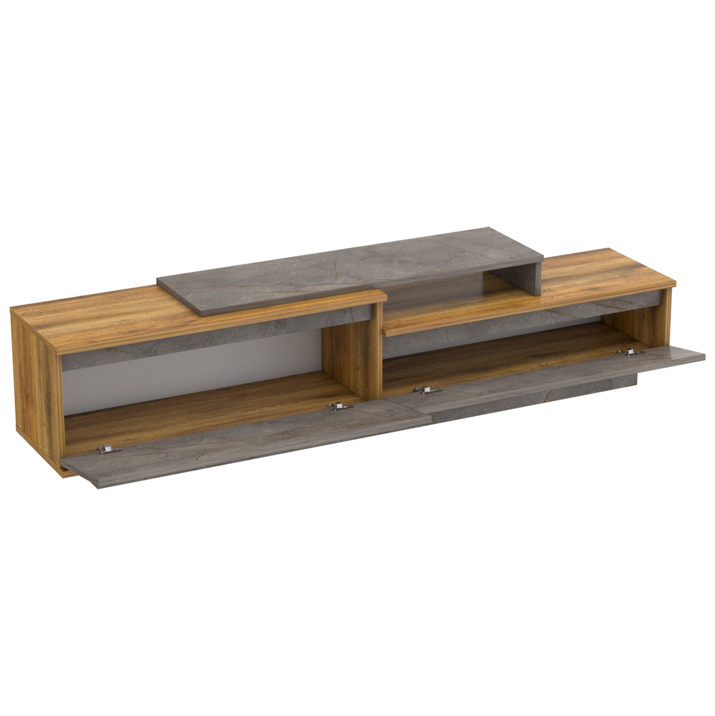 Tv Furniture Leis Hm18186 Melamine In Natural & Grey Marble Look Coloring 180x35x42hcm.