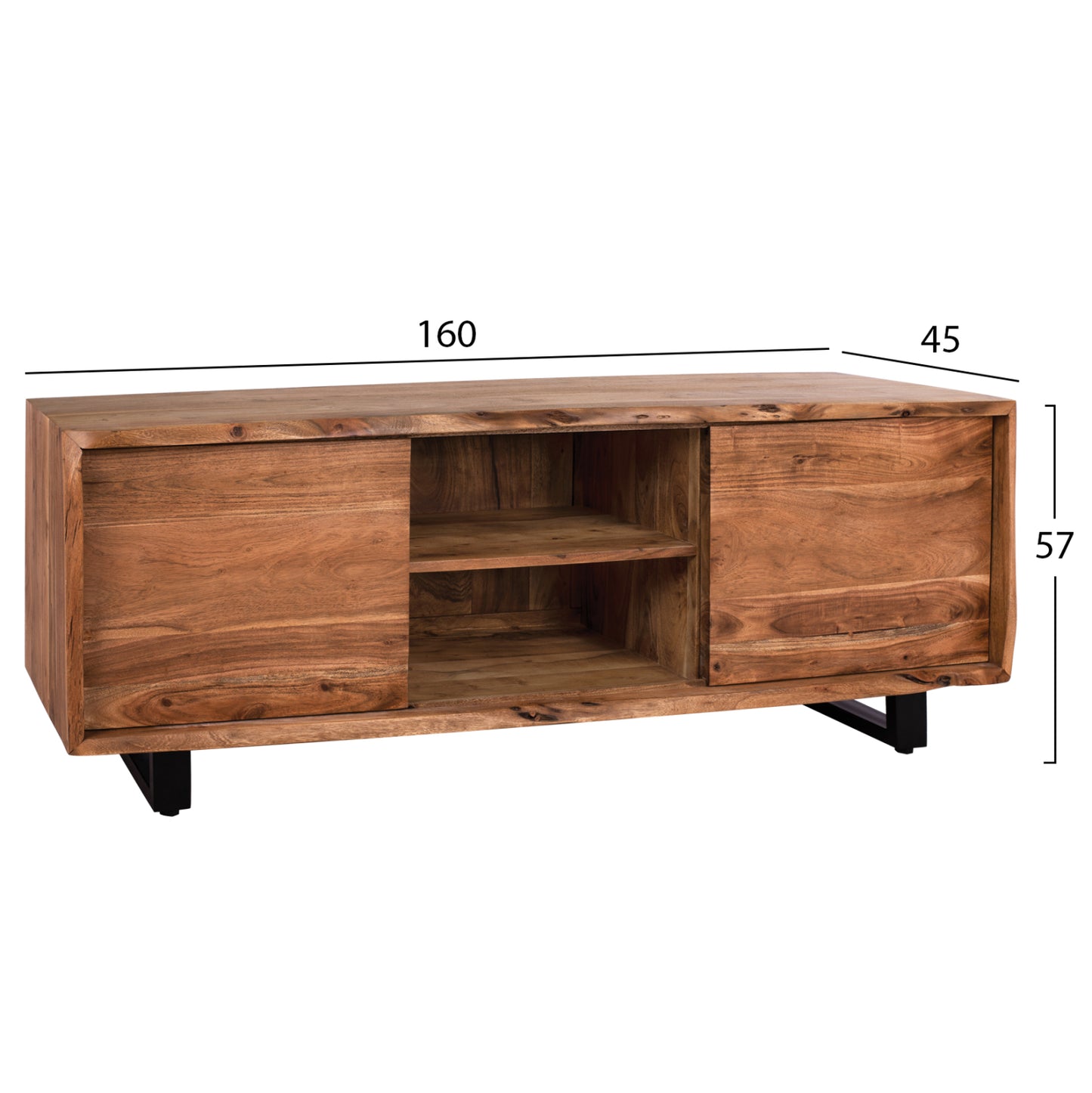 Tv Furniture Hm8185.11 Nicole From Solid Acacia Wood Natural 160x45x57