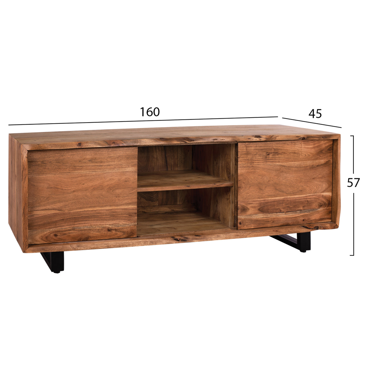 Tv Furniture Hm8185.11 Nicole From Solid Acacia Wood Natural 160x45x57