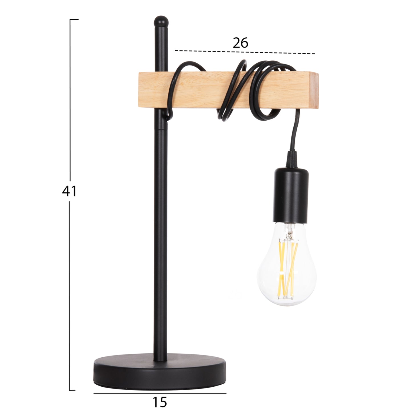 Table Lamp Volks Hm4659 Metal--wood 15x26x41hcm.