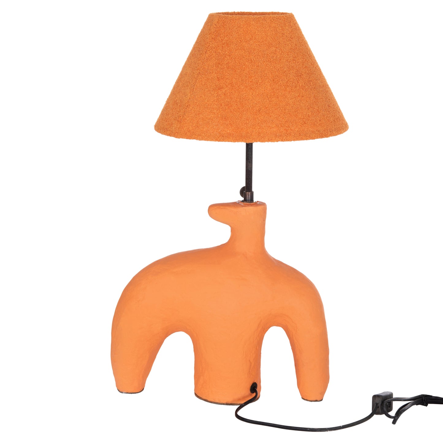 Table Lamp Bofel Hm4697 Terracotta In Orange--teddy Fabric Cap 30x8x52hcm.