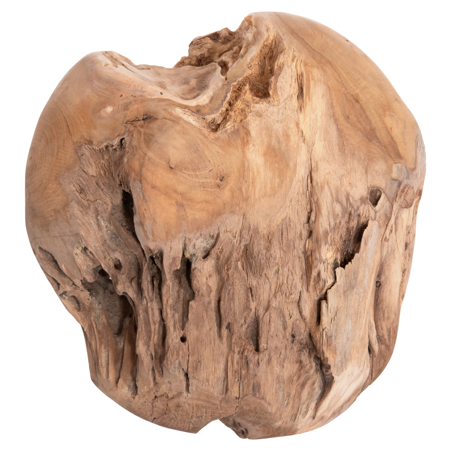 Table Candle Holder/bowl Fran Hm4390 Teak Wood-metal 30x30x7-15hcm.