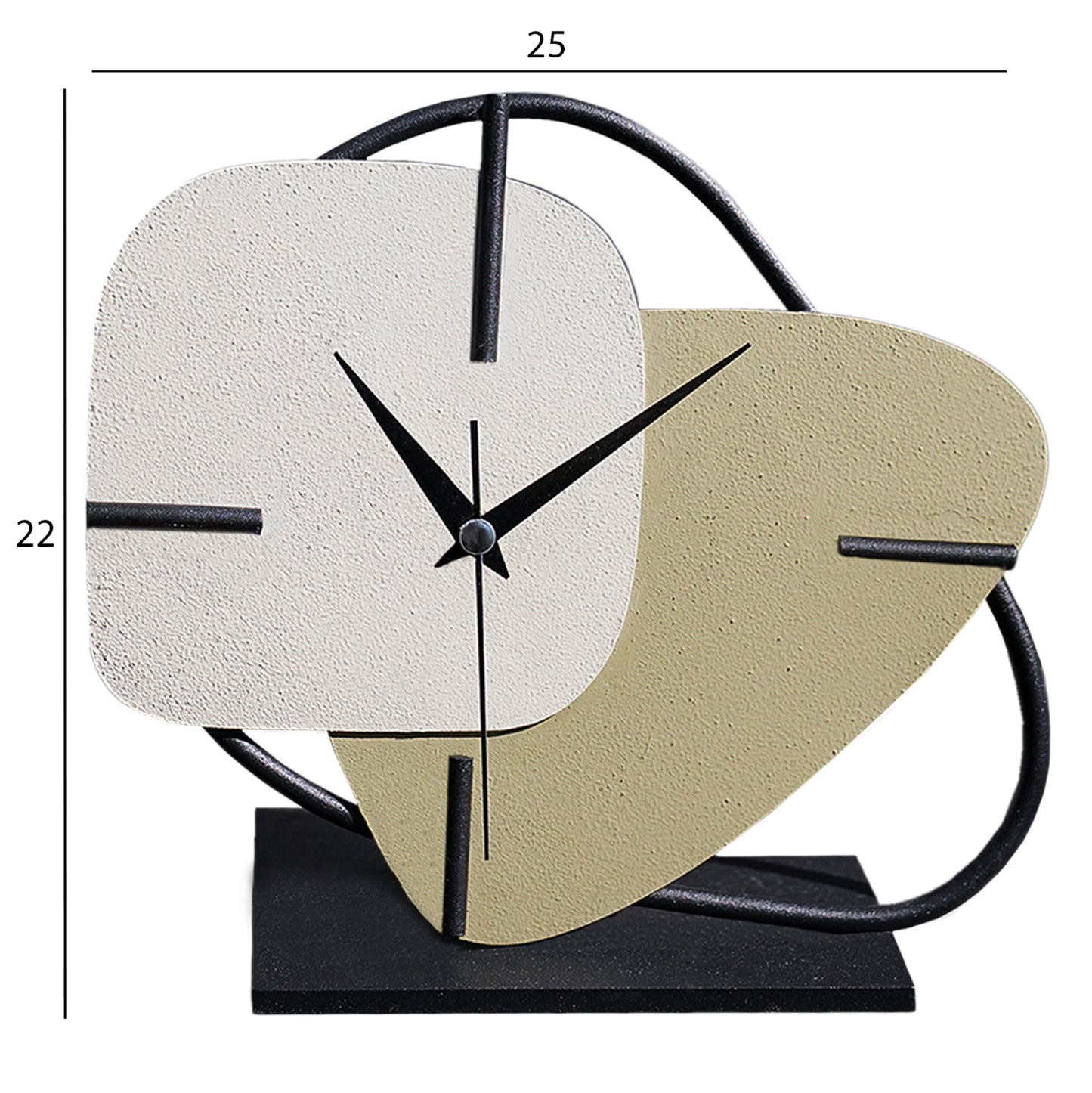 Table Clock Hm4338 Metal In Ecru-light Green-black Base 25x22h Cm.