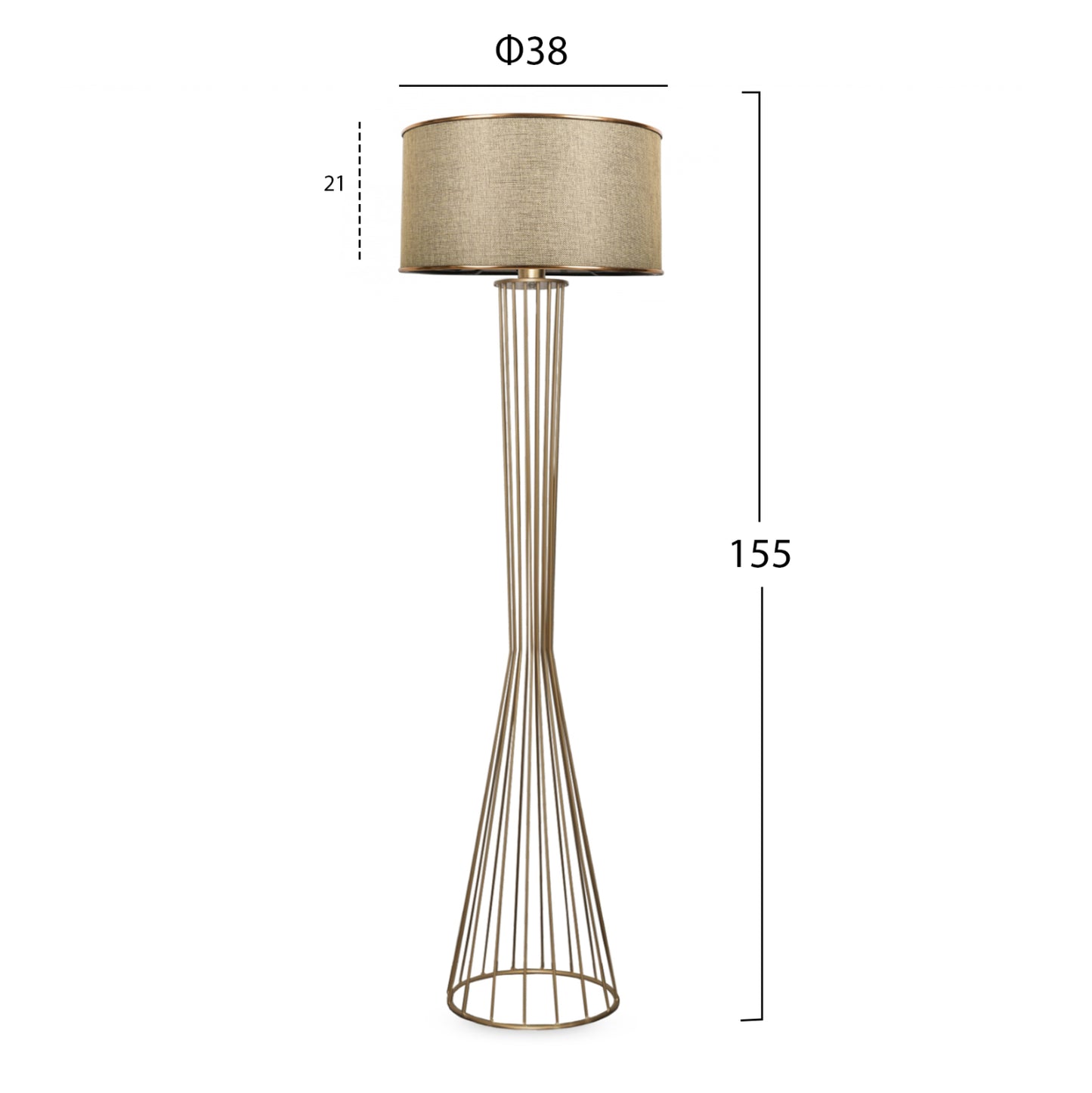Floor Standing Lamp Hm7580.02 Golden Pillar, Golden Brown Cap