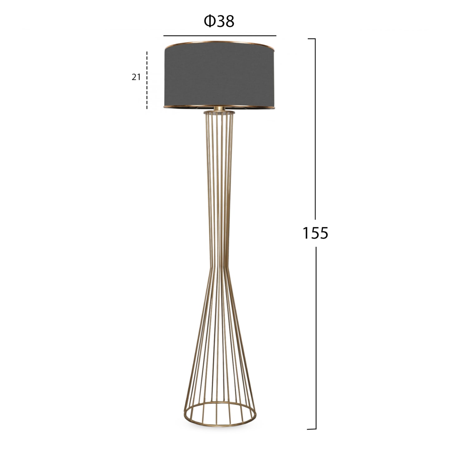 Floor Standing Lamp Hm7580.01 Golden Beam Pillar, Dark Grey Cap