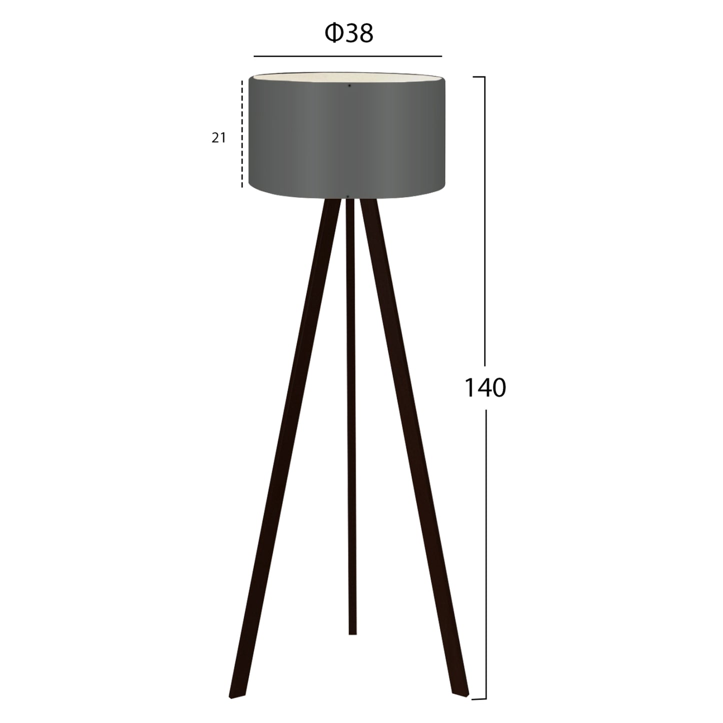 Floor Standing Lamp Hm7578.04 Black Color Tripod, Dark-grey Cap