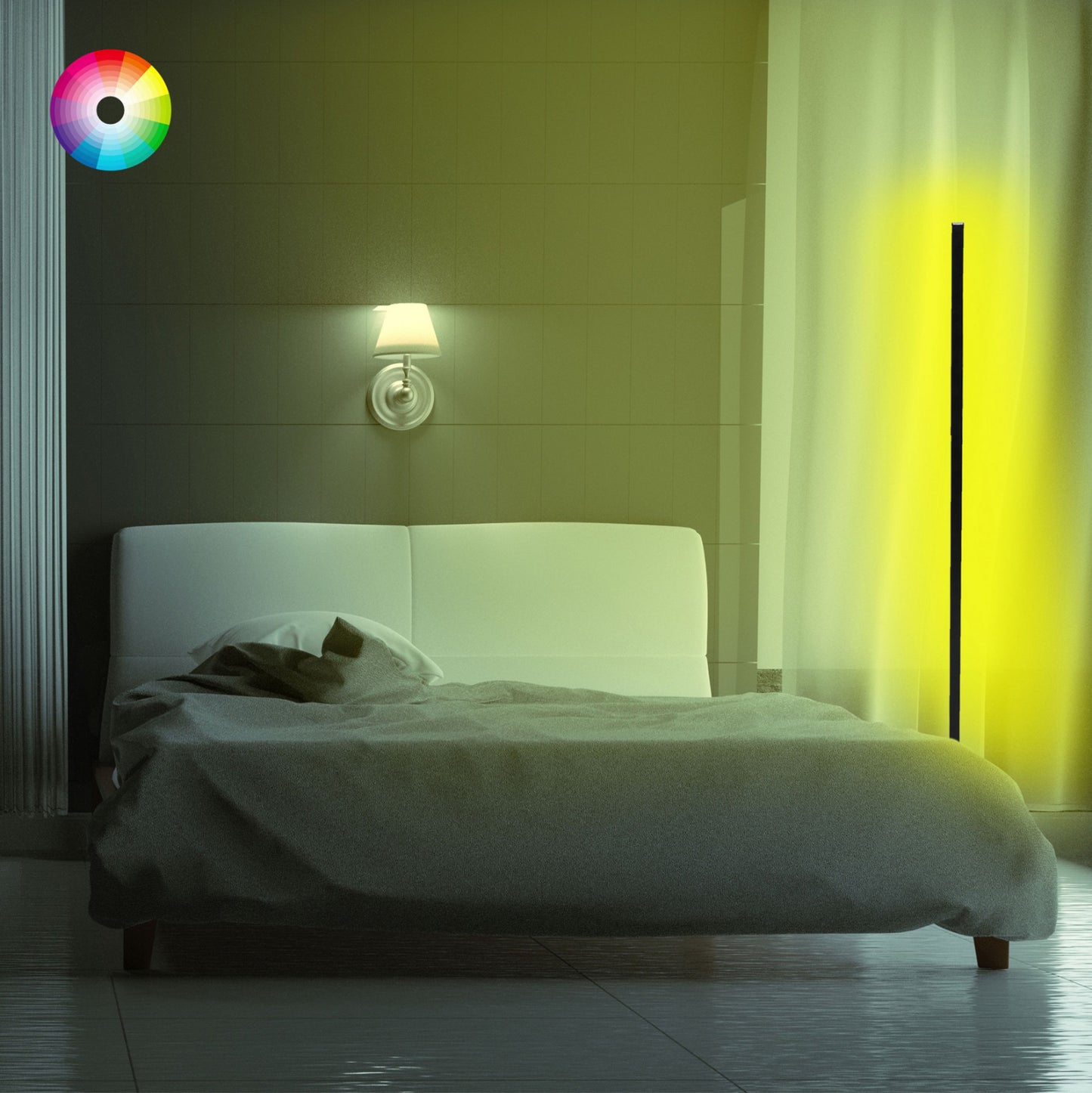 Floor Lamp Black With Rgb Led & Wireless Control Hm7309 30x30x120 Cm.