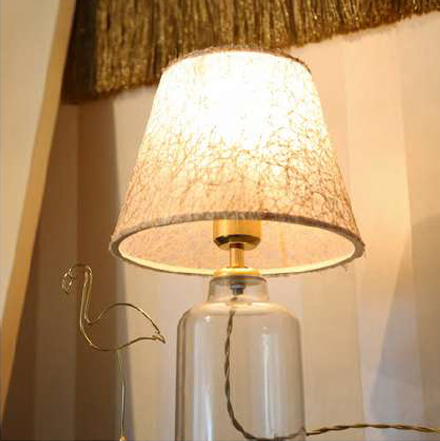 Table Lamp Hm7583.03 Golden Cap, Transparent Base, Golden Pillar