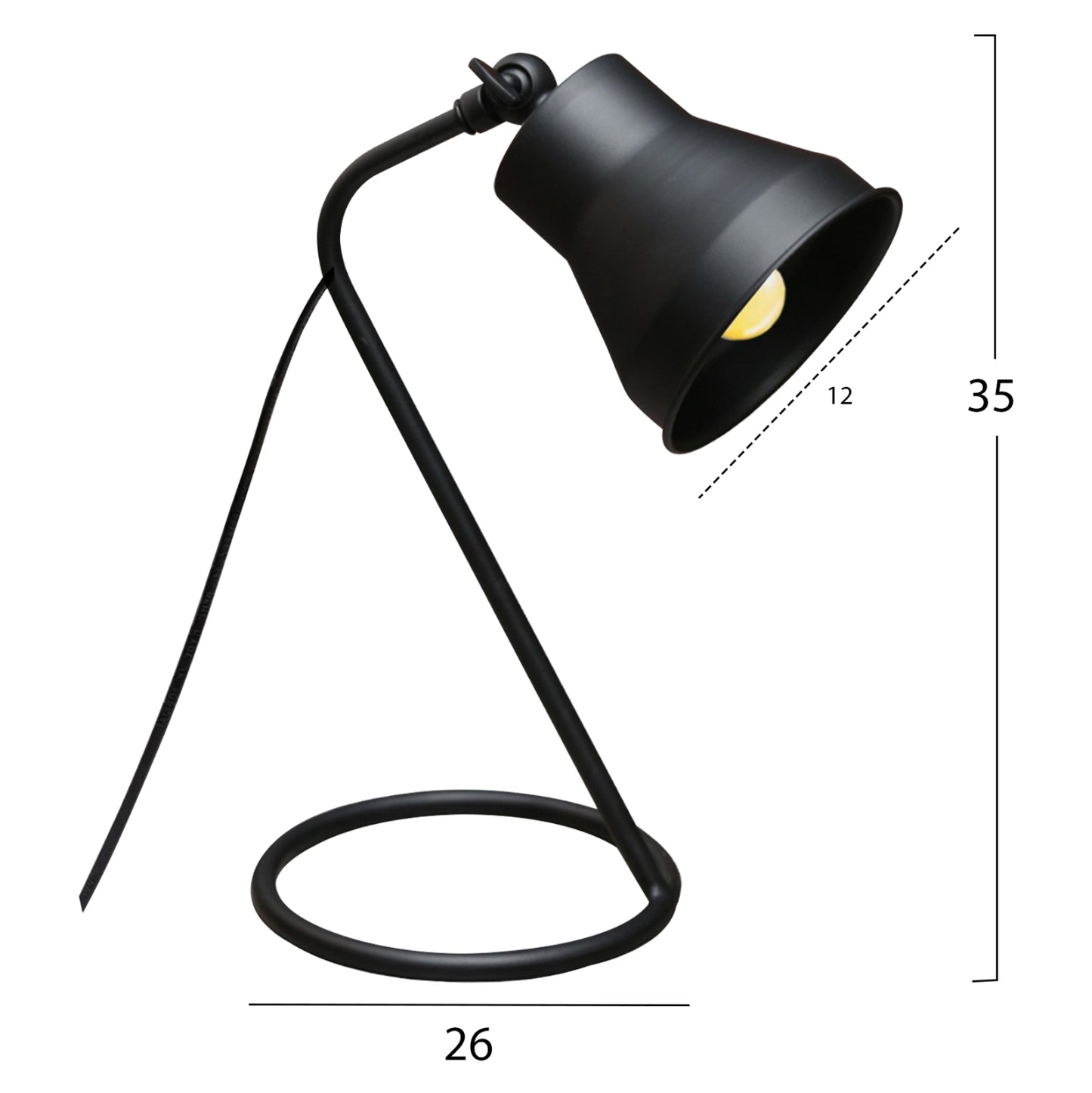 Table/desktop Lamp Hm7589.01 Black Ring Base, Black Cap