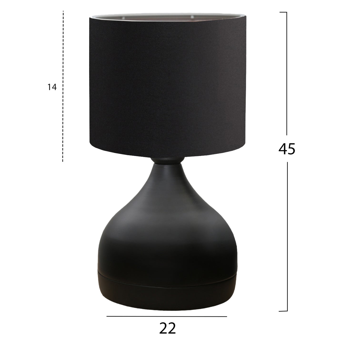 Table Lamp Hm7593.01 Black Metal Body Black Shade Fabric D18.5x45Η Cm. Cm.