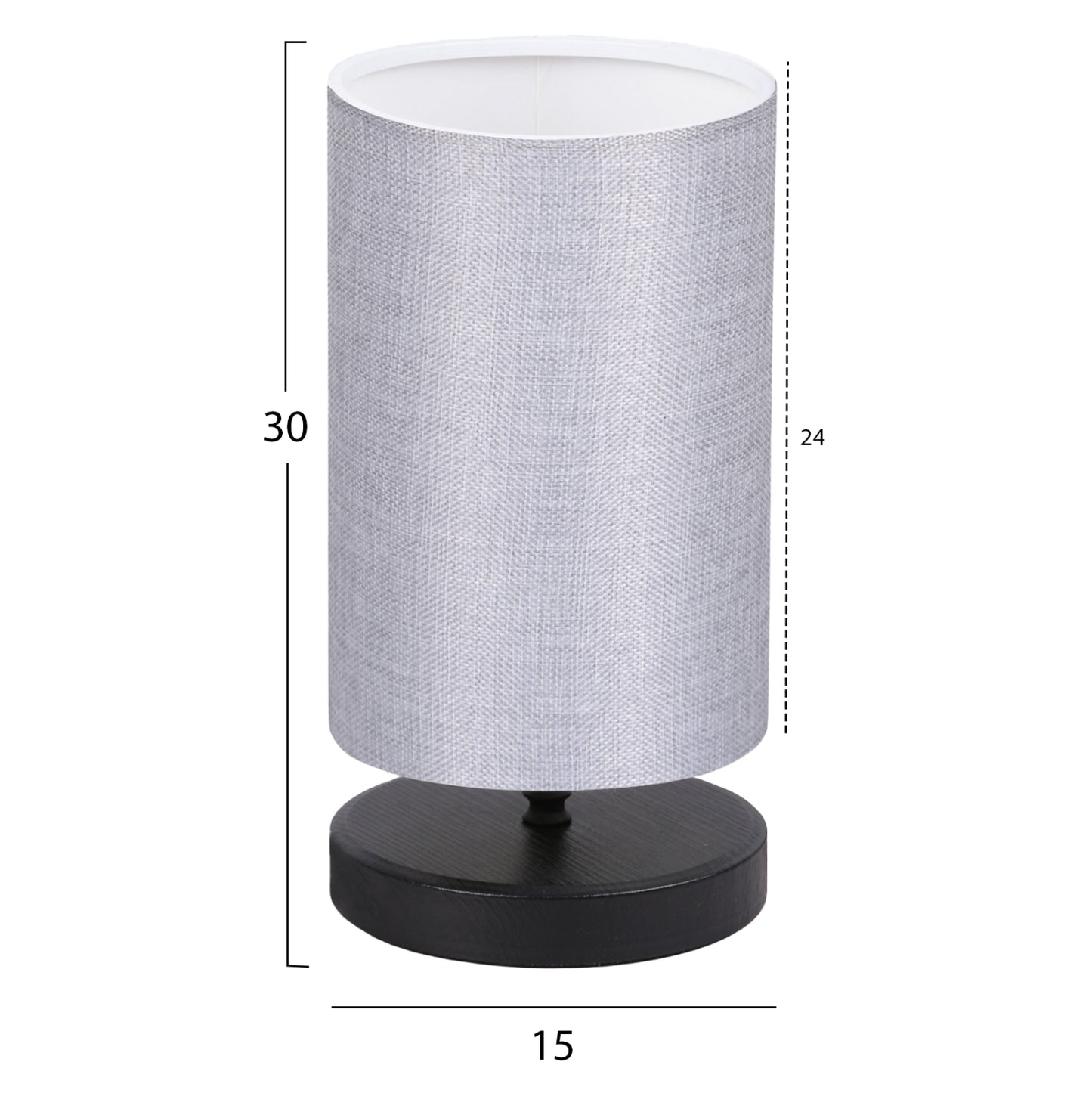 Table Lamp Hm7595.03 Black Base, Light Grey Cap