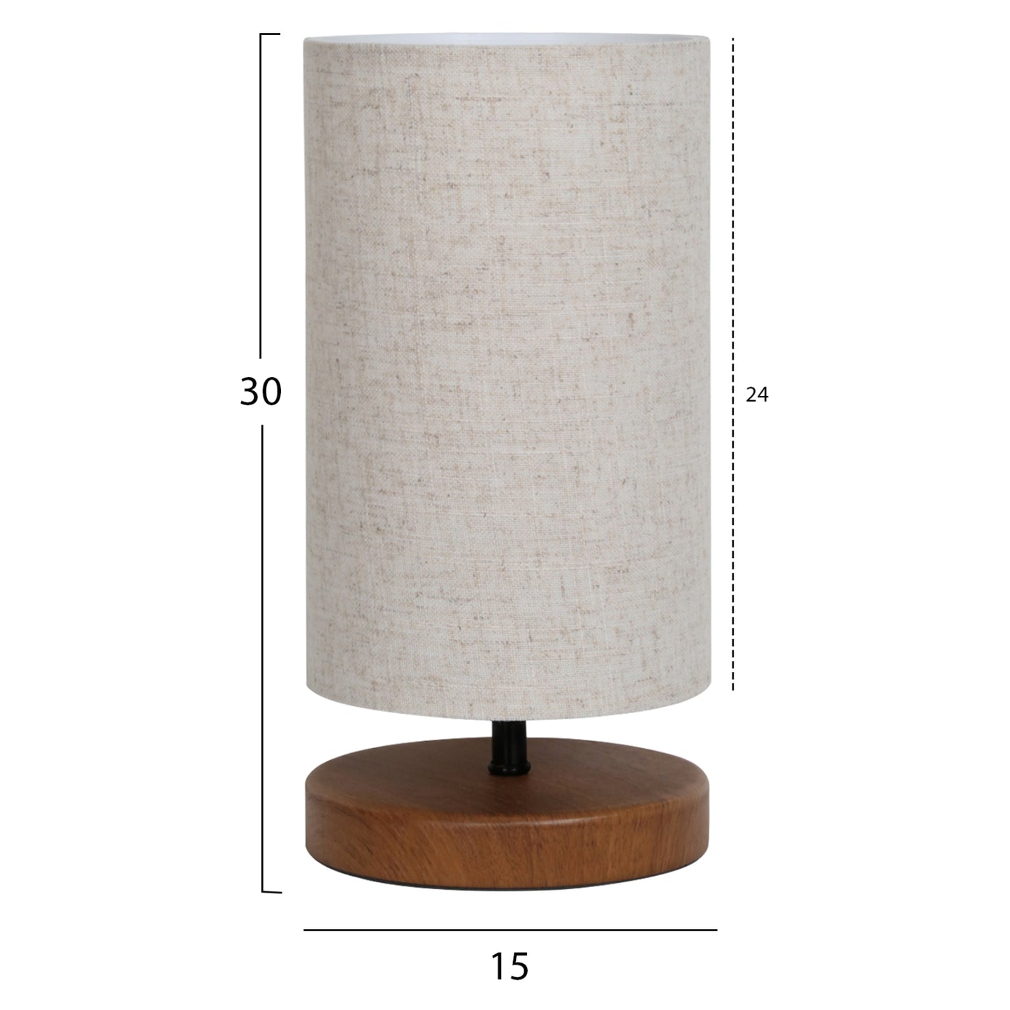 Table Lamp Hm7596.02 Brown Base, Ecru Wicker Cap