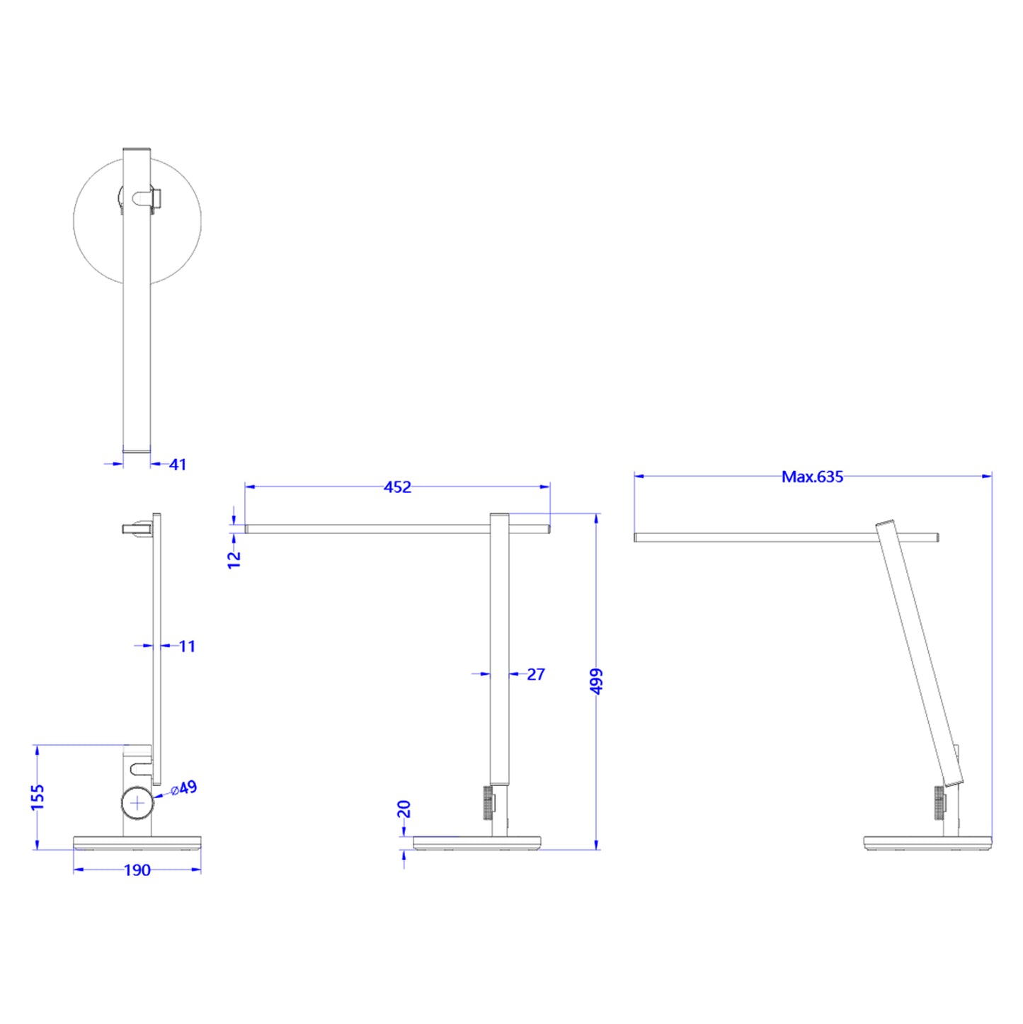 Desk Lamp Led Blain Pro Hm4445.07 Metallic Grey Color Φ19x49,9hcm.