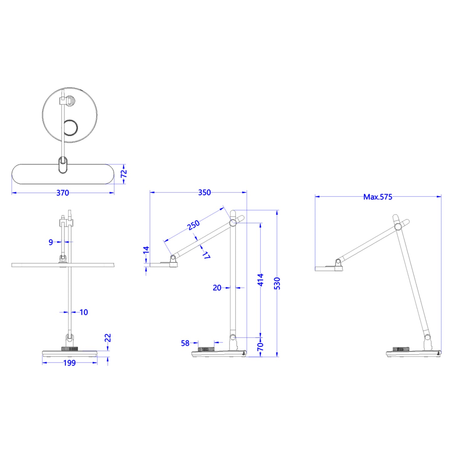 Desk Lamp Led Blain Pro Hm4446.07 Abs Base And Aluminum Arms In Grey 57,5x53hcm.