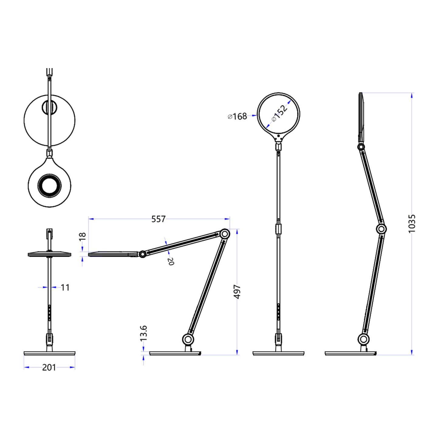 Desk Lamp Led Blain Pro Hm4452.02 Black Color Abs 55,7x49,7hcm.
