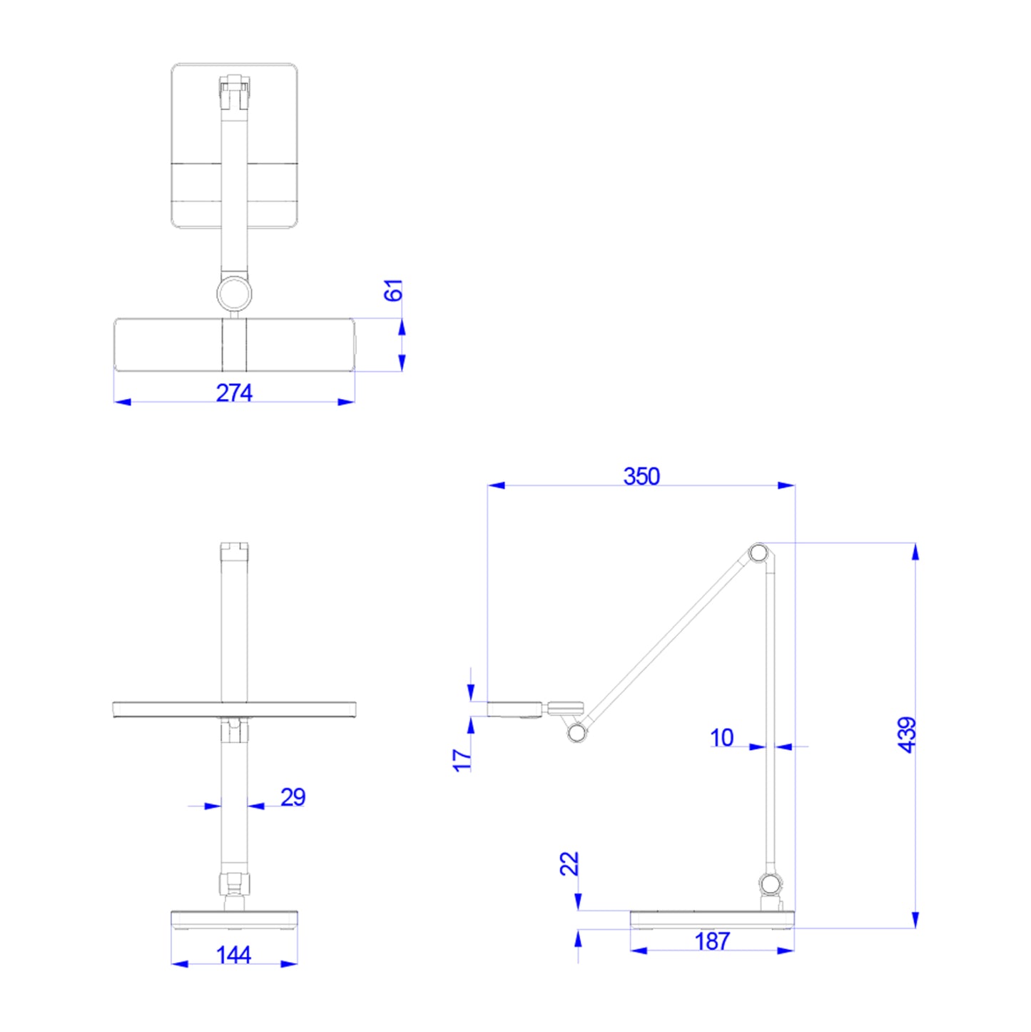 Desk Lamp Led Blain Pro Hm4461.02 Brushed Black Abs 35x43,9hcm.
