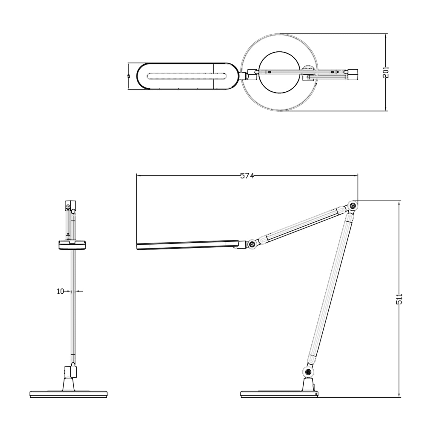 Desk Lamp Led Blain Pro Hm4462.02 Black-grey Abs 57,4x51,1hcm.