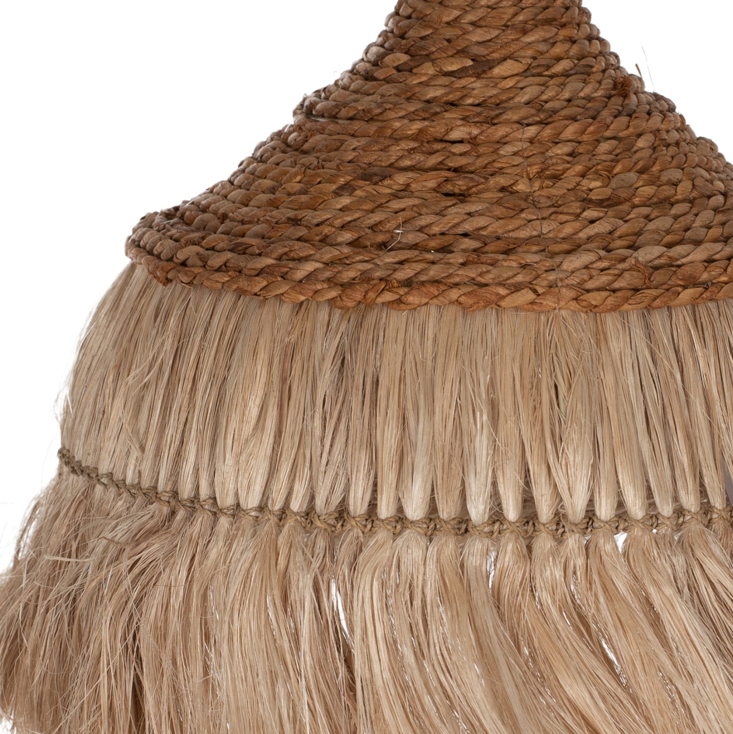 Ceiling Pendant With Fringes Made Of Abaca In Natural Color 36x36x40hcm.hm7753