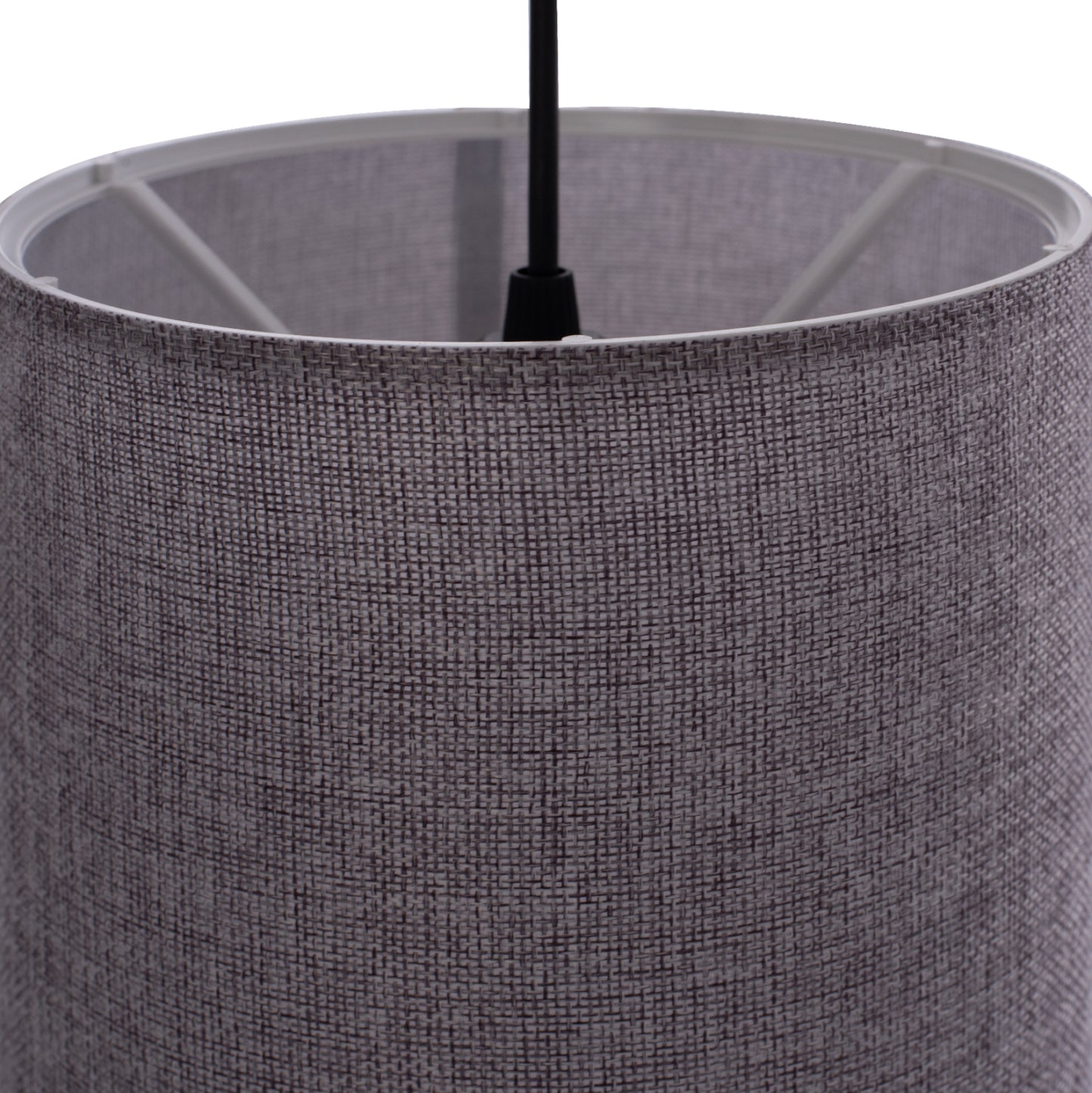 Pendant Ceiling Lamp Hm7623.03 Grey Fabric Drum Shade D19x70 εκ.