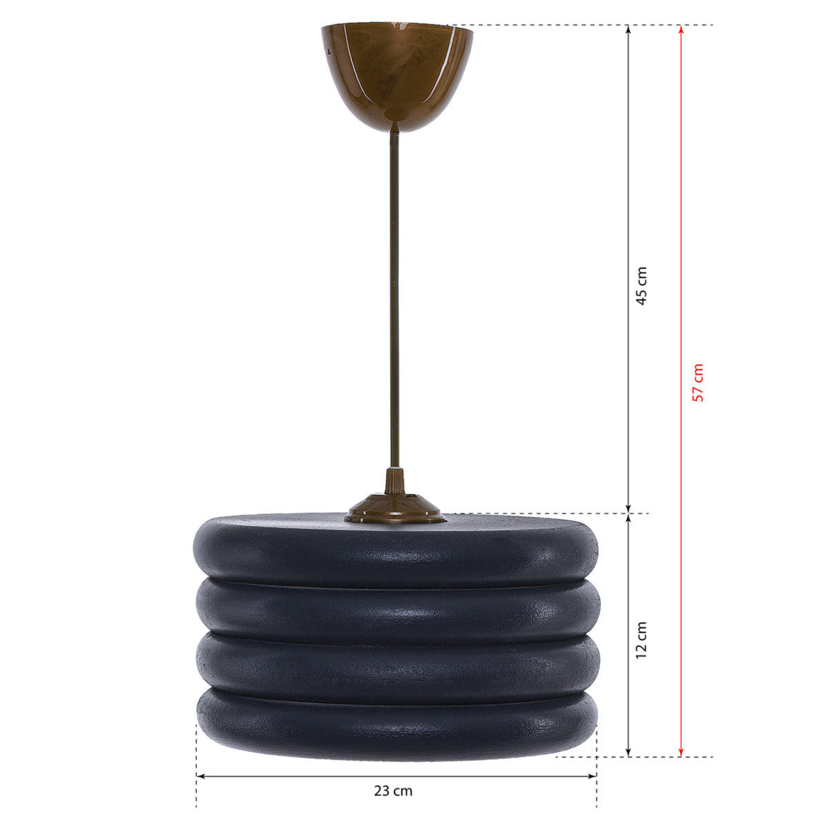 Ceiling Pendant Hm7655.03, Charcoal Grey Wooden Rings, Φ23x57