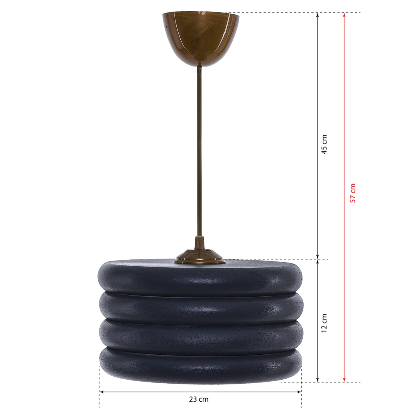 Ceiling Pendant Hm7655.03, Charcoal Grey Wooden Rings, Φ23x57