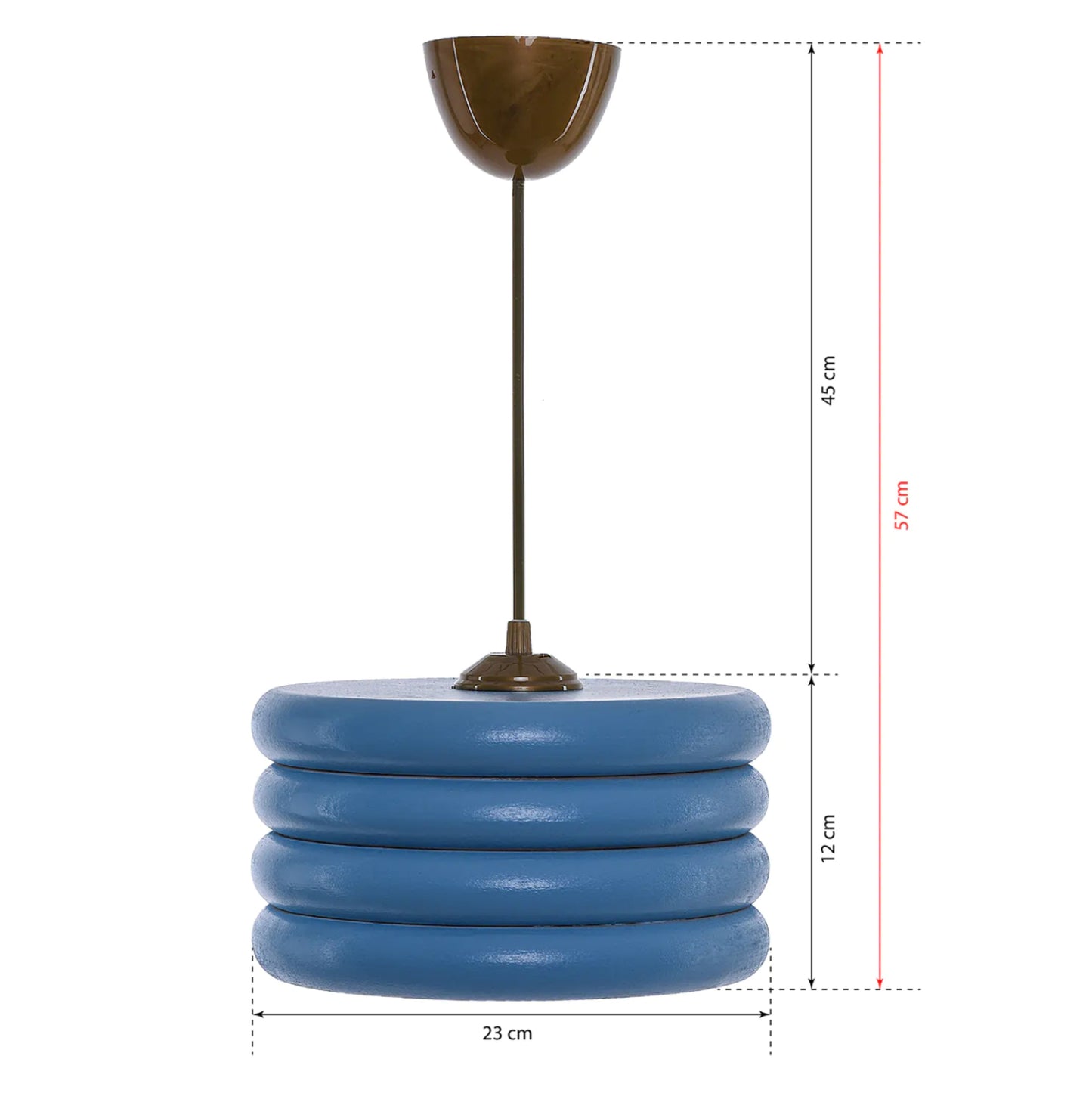 Ceiling Pendant Hm7655.02, Blue Wooden Rings, Φ23x57