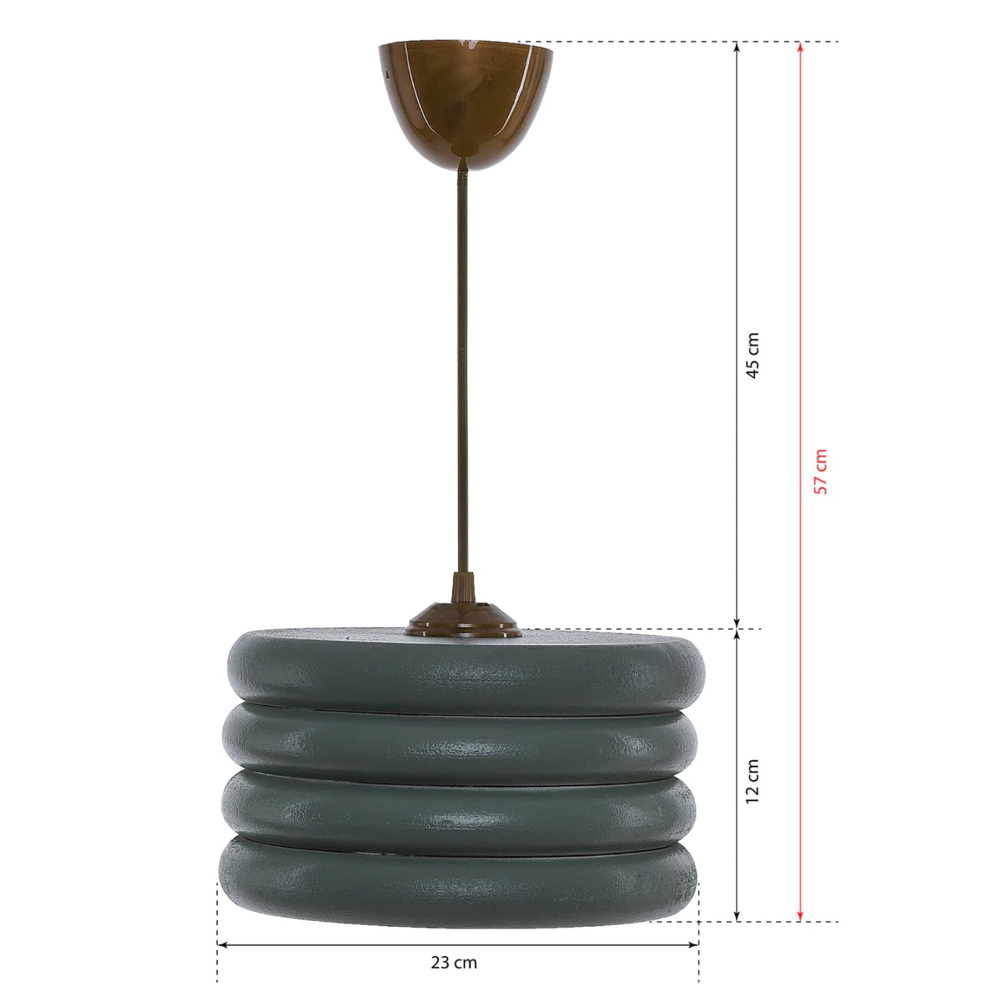 Ceiling Pendant Hm7655.01, Green Wooden Rings, Φ23x57