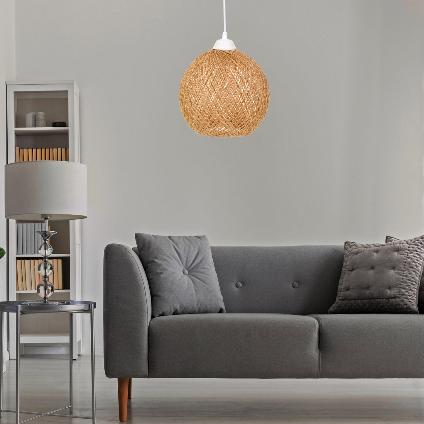 Ceiling Pendant Lamp Indoors Hm7352.02 Beige Jute Rope Φ22x55hcm.
