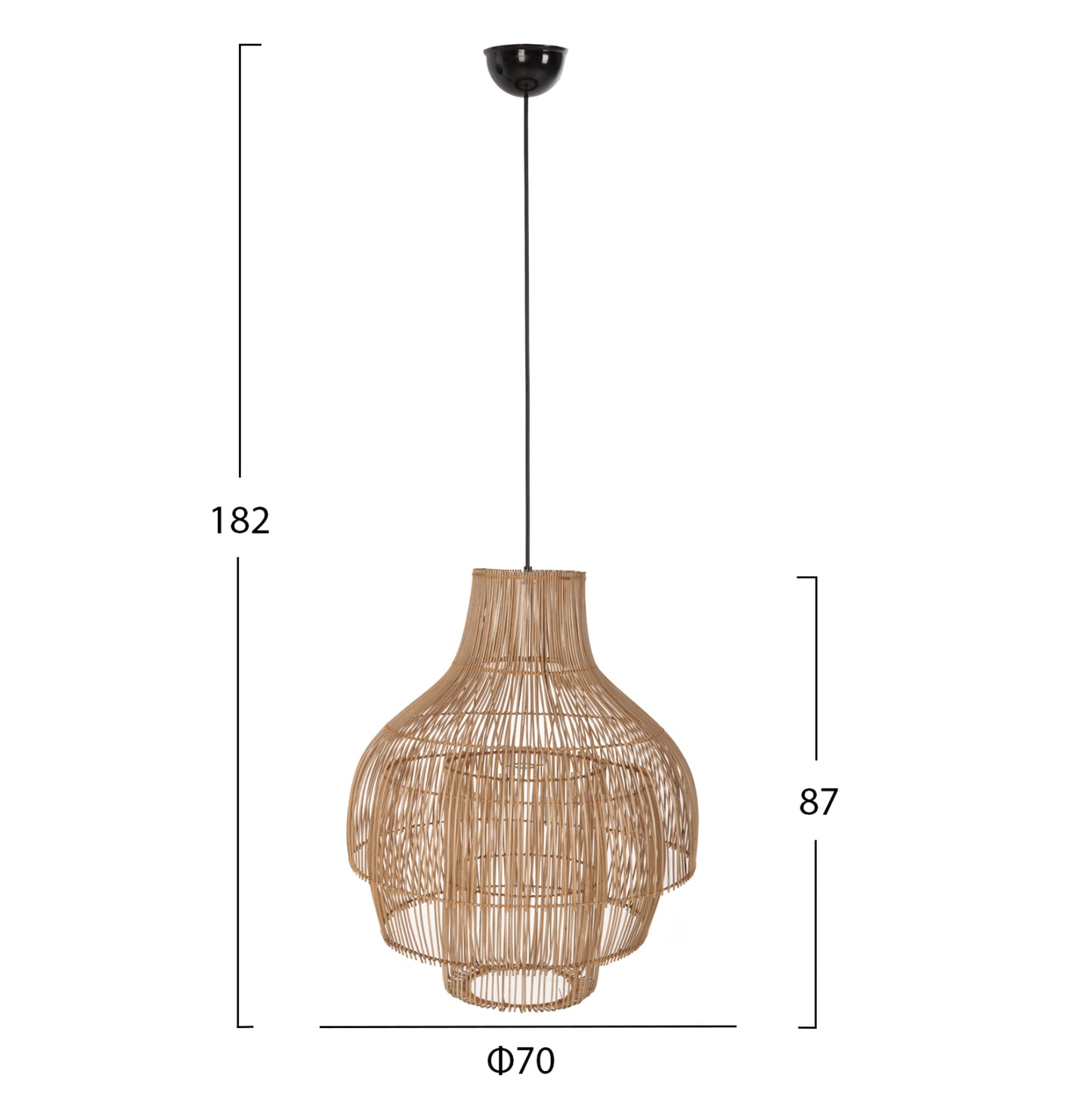 Ceiling Pendant Lamp Hm7857 Rattan In Natural Color With 3 Shapes