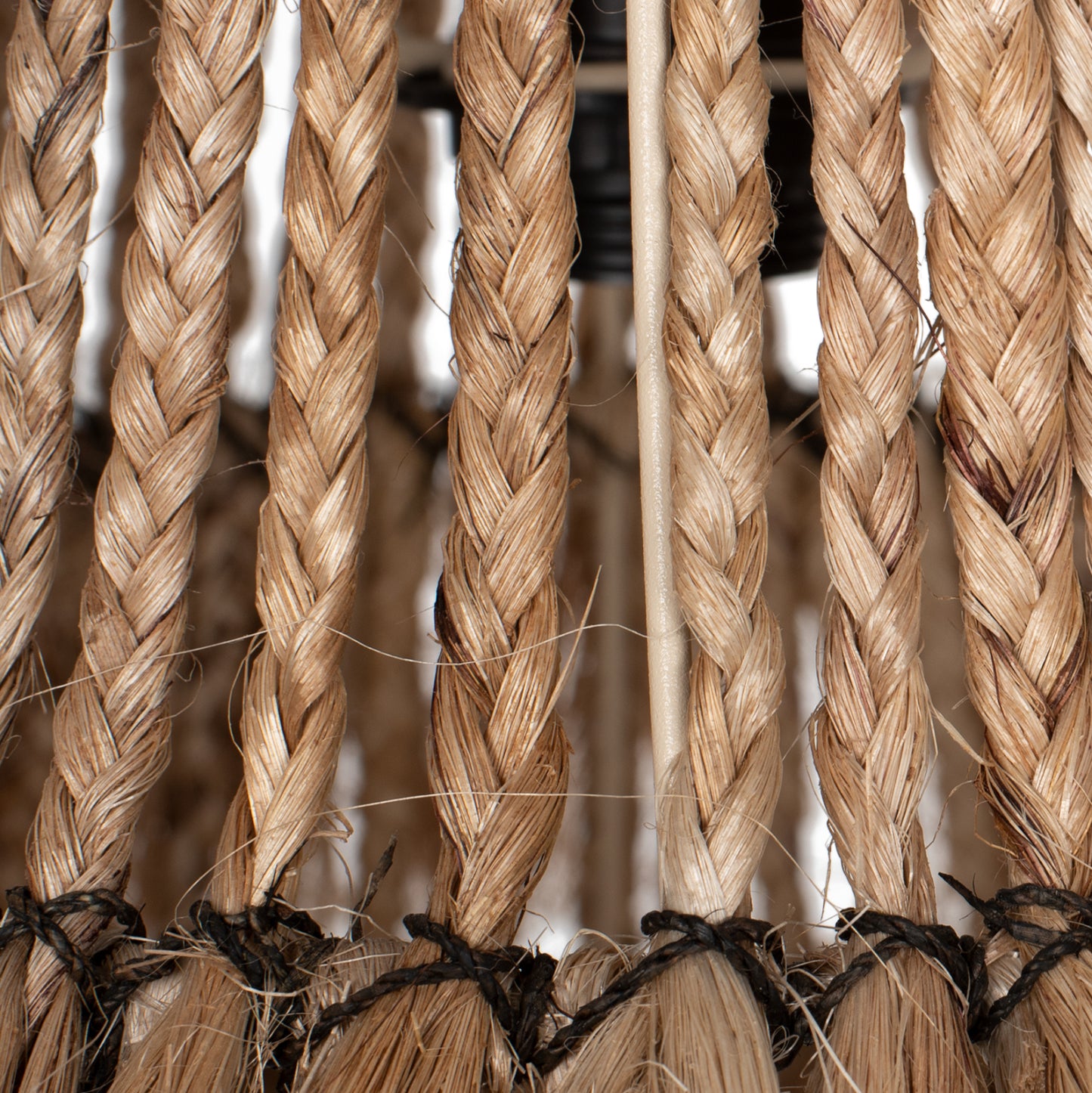 Ceiling Pendant Oblong Cylindrical Cap Abaca Fibers In Natural Color 40x40x50hcm.hm7770