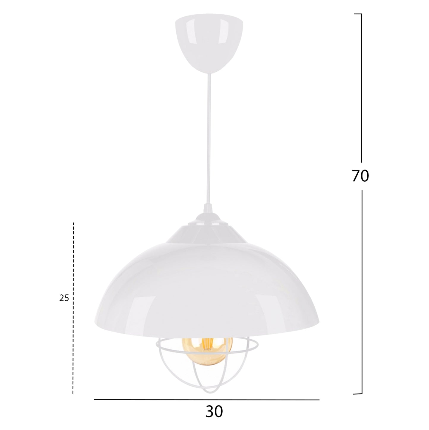 Pendant Ceiling Lamp Hm7621.02 White Cap, White Bulb Grid