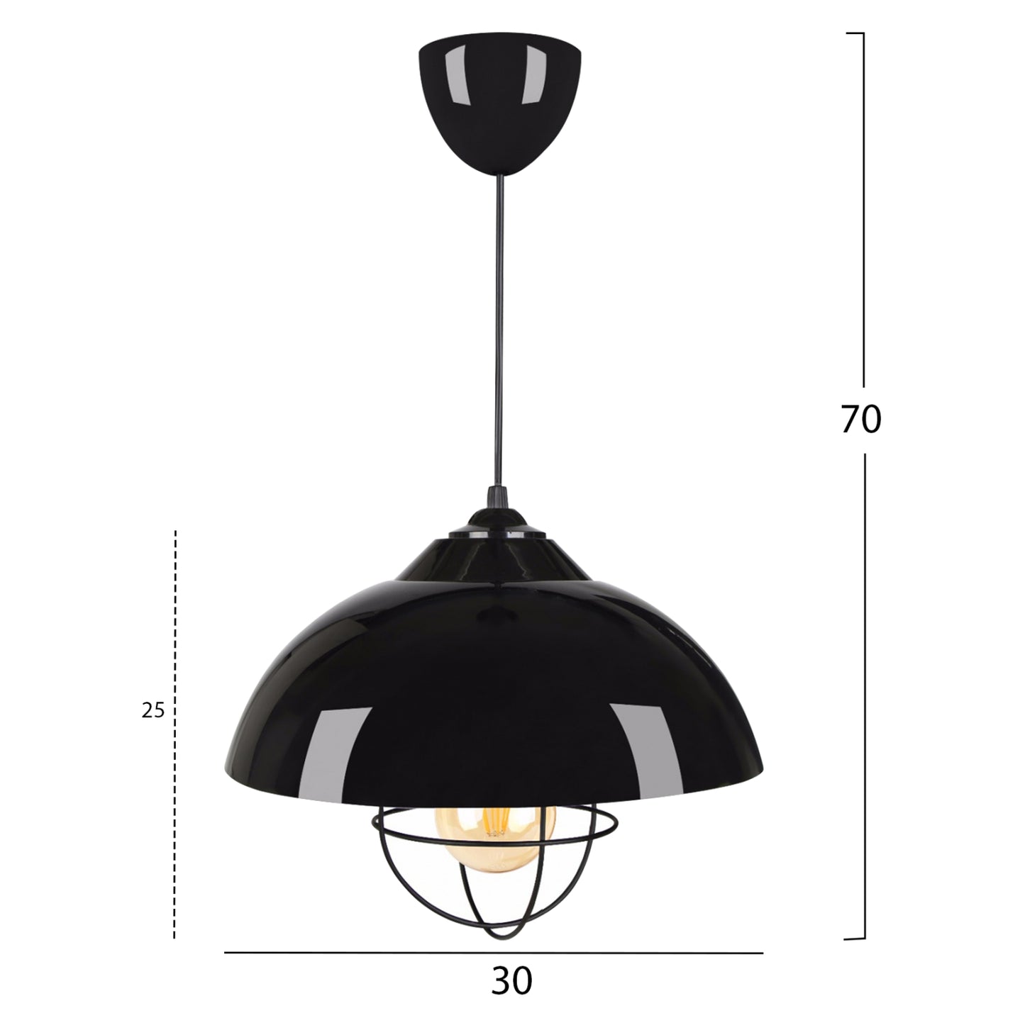 Pendant Ceiling Lamp Hm7621.01 Black Cap, Black Bulb Grid