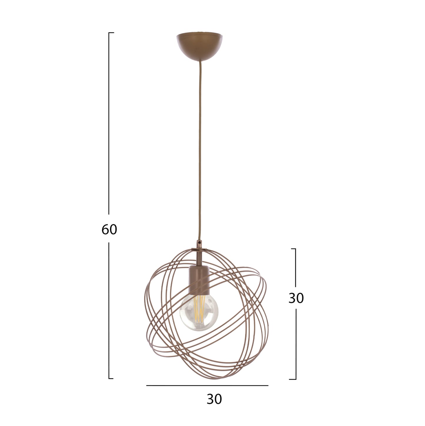 Hm7505.02 Pendant Ceiling Lamp, Copper Color, One Bulb, "hat" Made Of Copper Rings