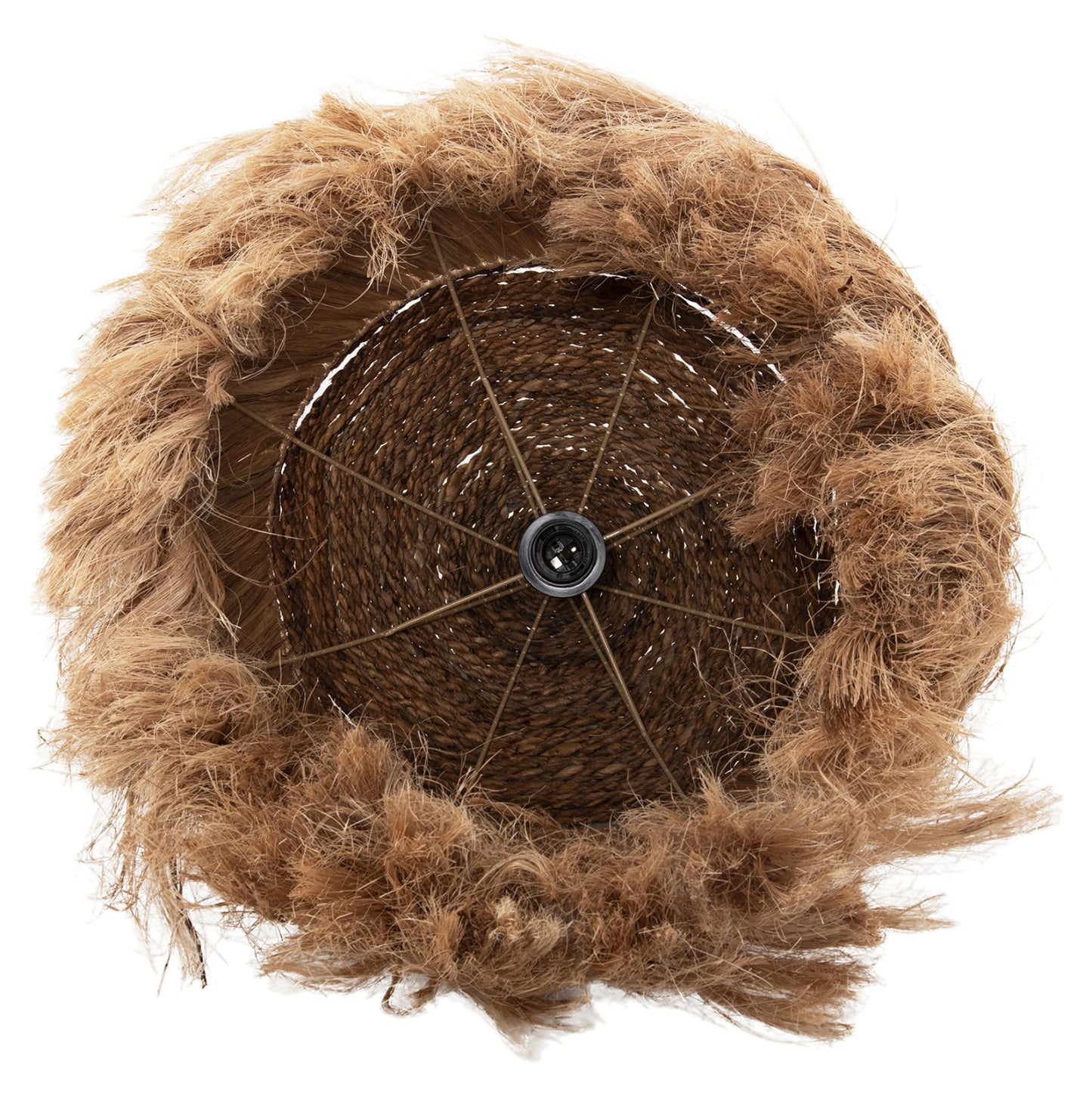 Ceiling Pendant Rakib Hm7762 Round Pyramid Cap--abaca Fibers In Natural Color Φ50x35-120hcm.