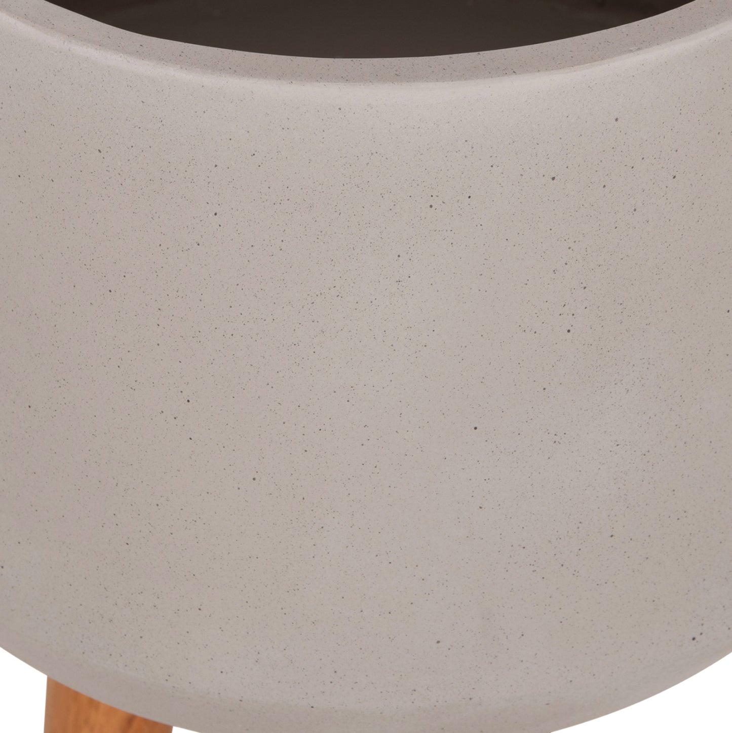 Indoor Pot Quan Hm4680.03l Fiber Cement In Grey--teak Base Φ38x62hcm