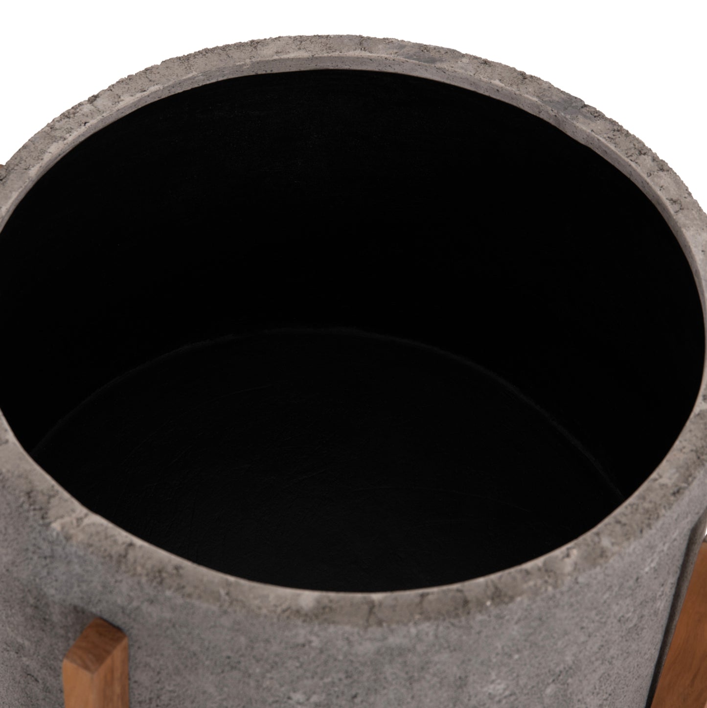 Indoor Pot Hoff Hm4682.03l Fiber Cement In Grey--teak Base Φ50x35hcm