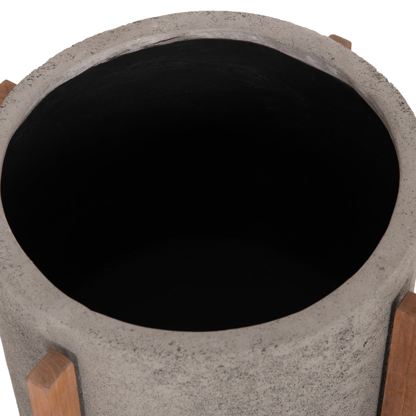 Indoor Pot Hoff Hm4682.03m Fiber Cement In Grey--teak Base Φ40x39hcm