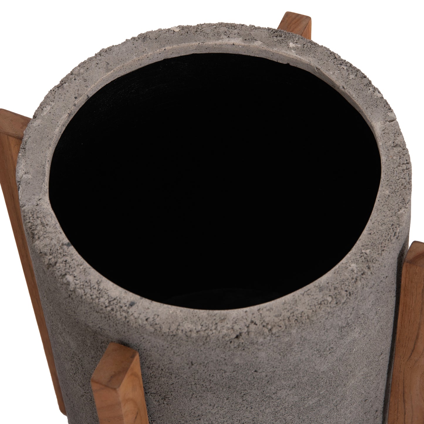 Indoor Pot Hoff Hm4682.03s Fiber Cement In Grey--teak Base Φ33x42hcm