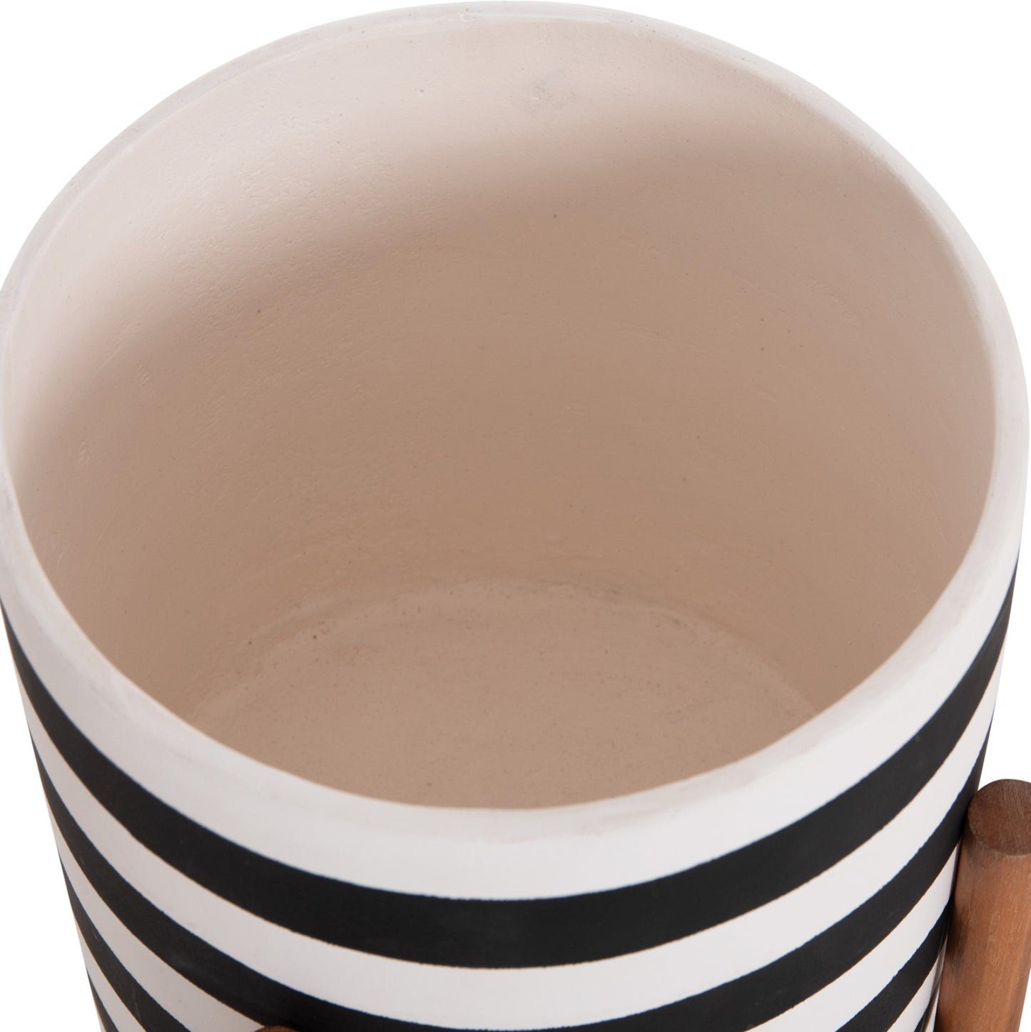 Indoor Pot Rentil Hm4683s Fiber Cement In Black/white--teak Base Φ23x60hcm