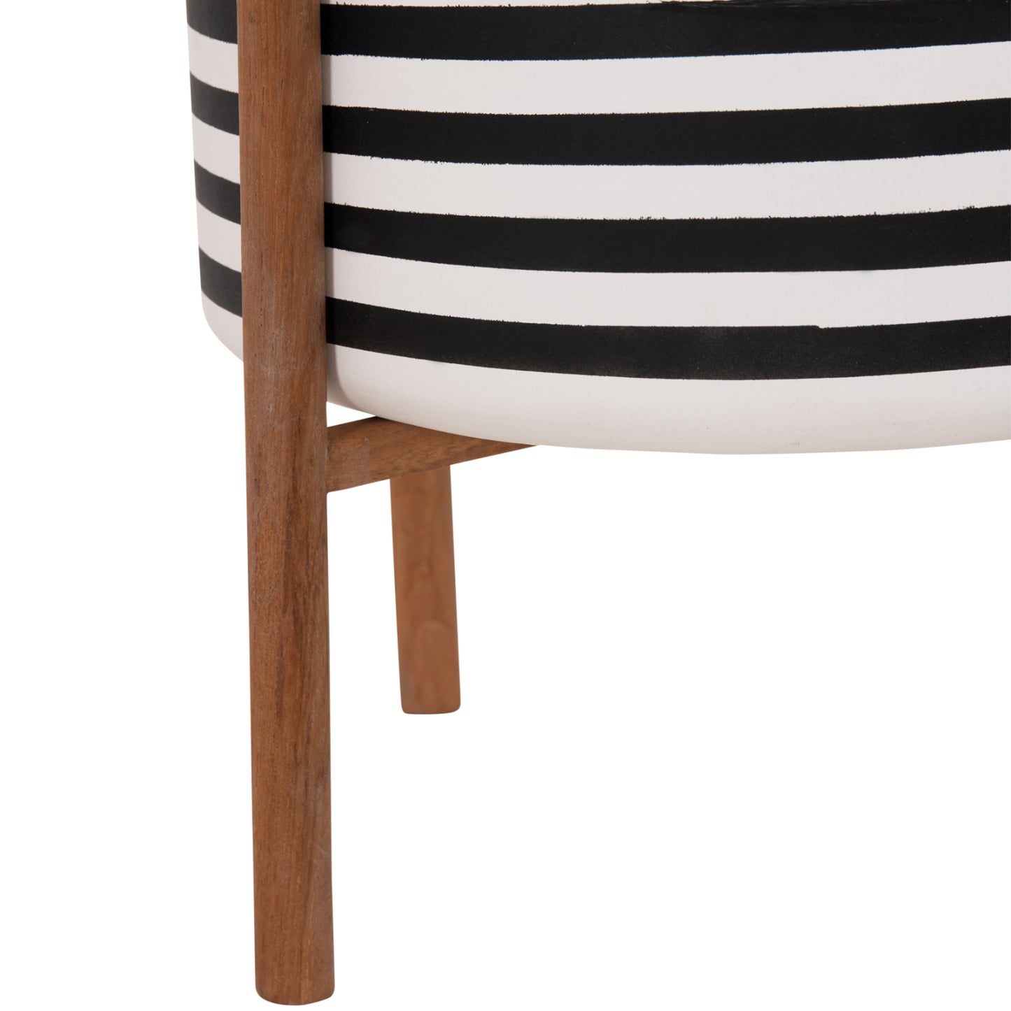 Indoor Pot Rentil Hm4683l Fiber Cement In Black/white--teak Base Φ35x45hcm
