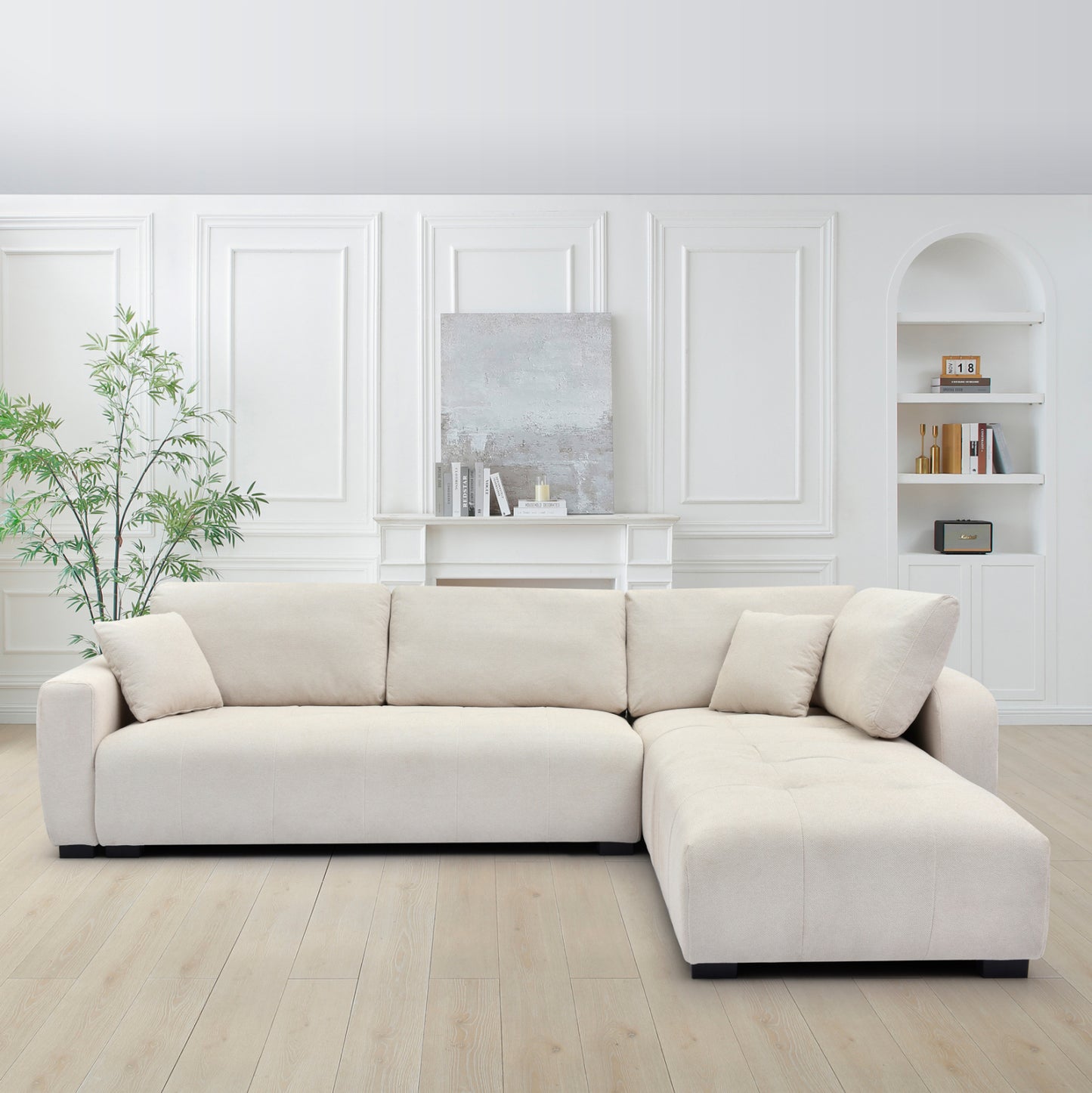 Corner Sofa Reversible Medel Hm3288.02 Ecru P.e. Fabric 296x208x80hcm.