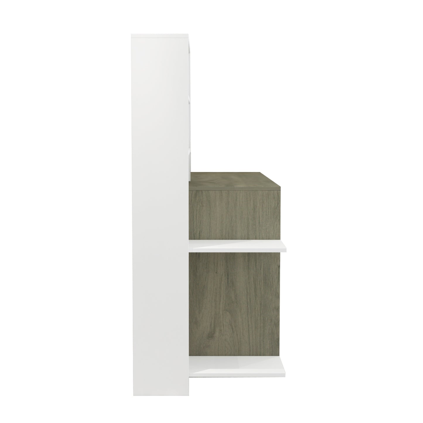 Desk With Bookcase Rochell Melamine Olive Grey White Color 146,3x55x128,8hcm.hm8886.11