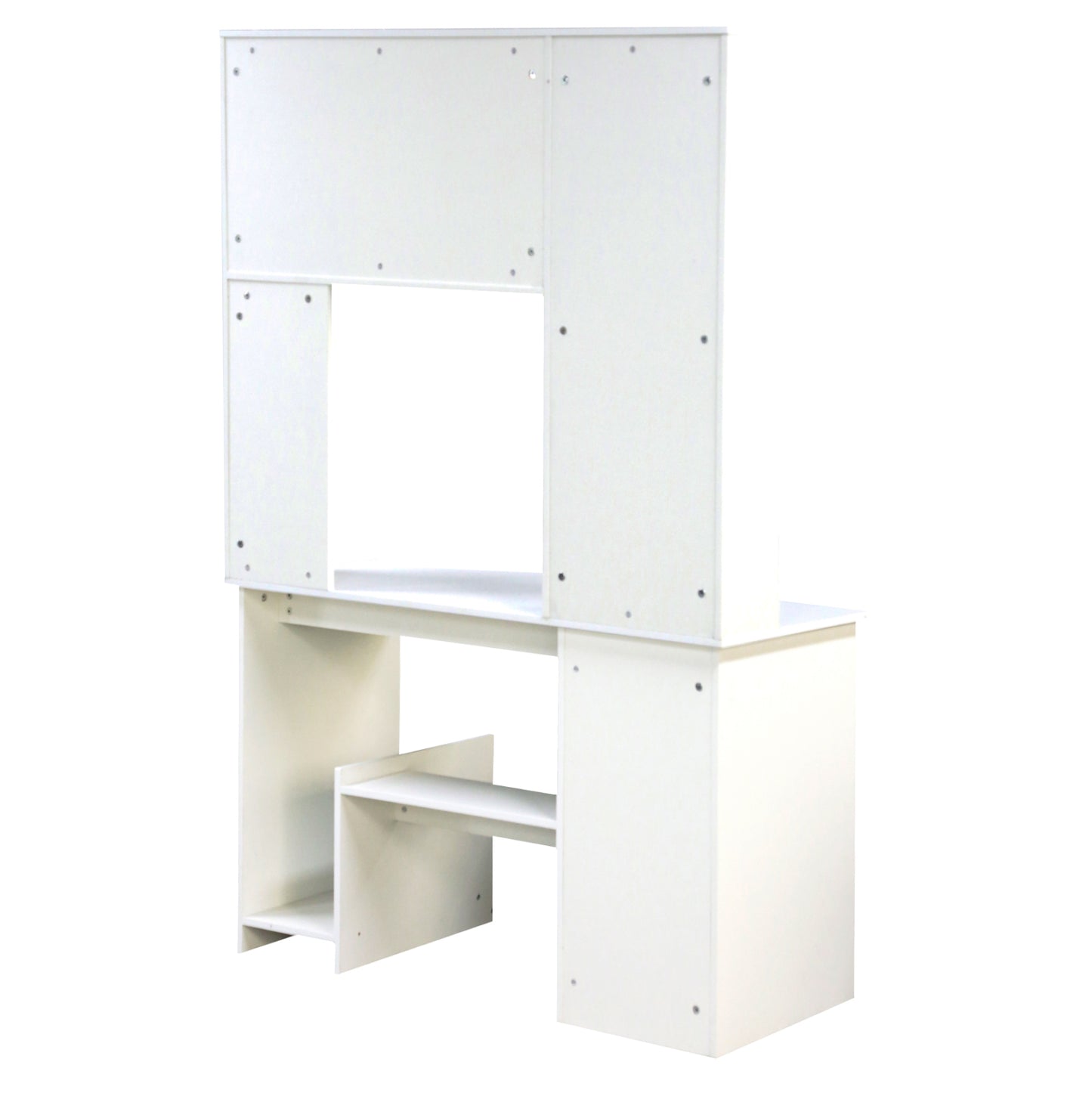 Hm2032.03 Desk "status" With Bookcase-shelves, White, 120x55x182